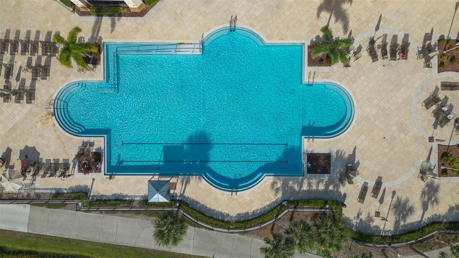 Aerial view of clubhouse pool