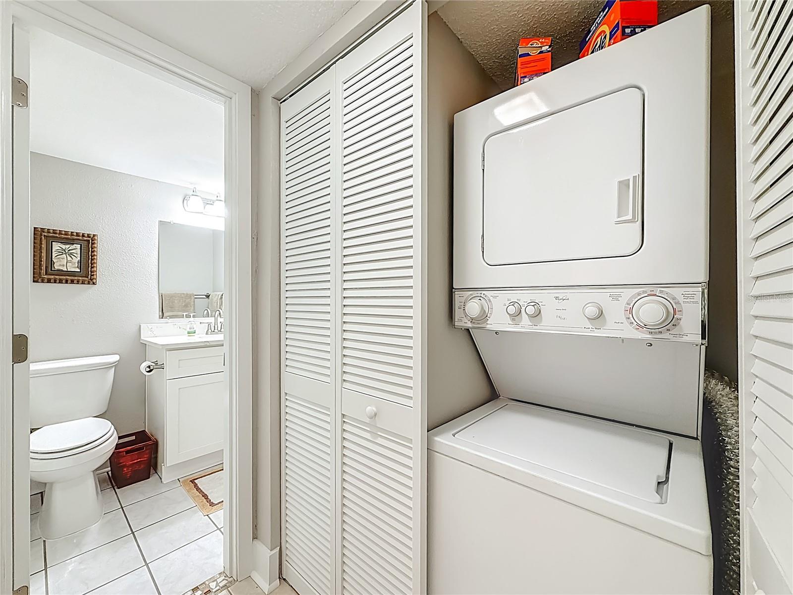 Very convenitent - Stackable washer and dryer in your unit for added convenience!