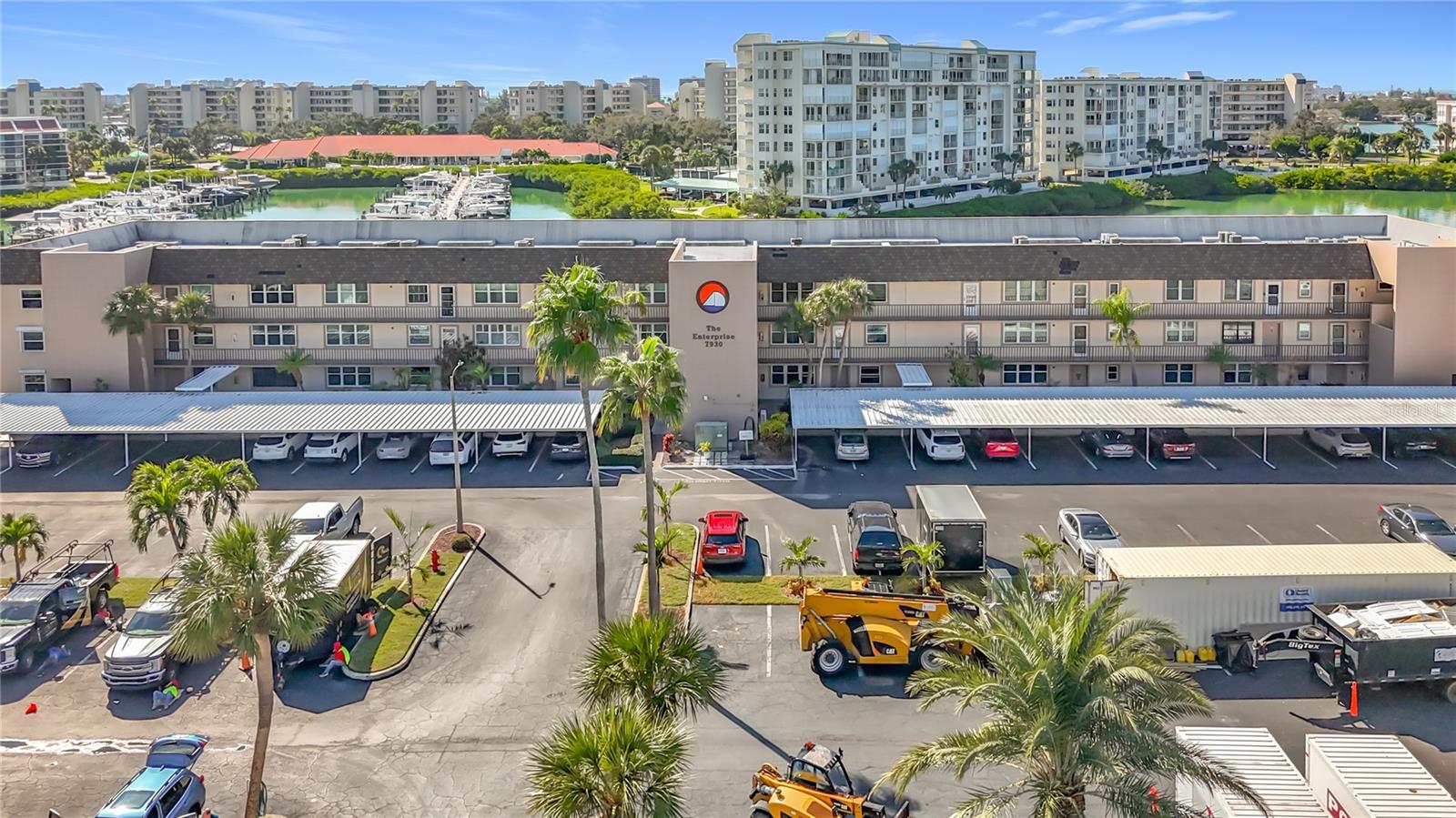Aerial view of the Enterprise building.  Your condo would be on the left bottom in the corner. When you own a condo unit you have a larger unit with windows on 3 sides, a big plus since you don't have anyone on one side of you.