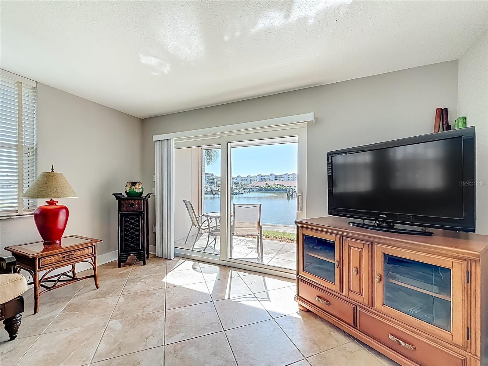 One of the newest features in this condo are the hurricane impact sliding doors for added comfort, security and protection.  Your patio also has an electric hurricane shutter.