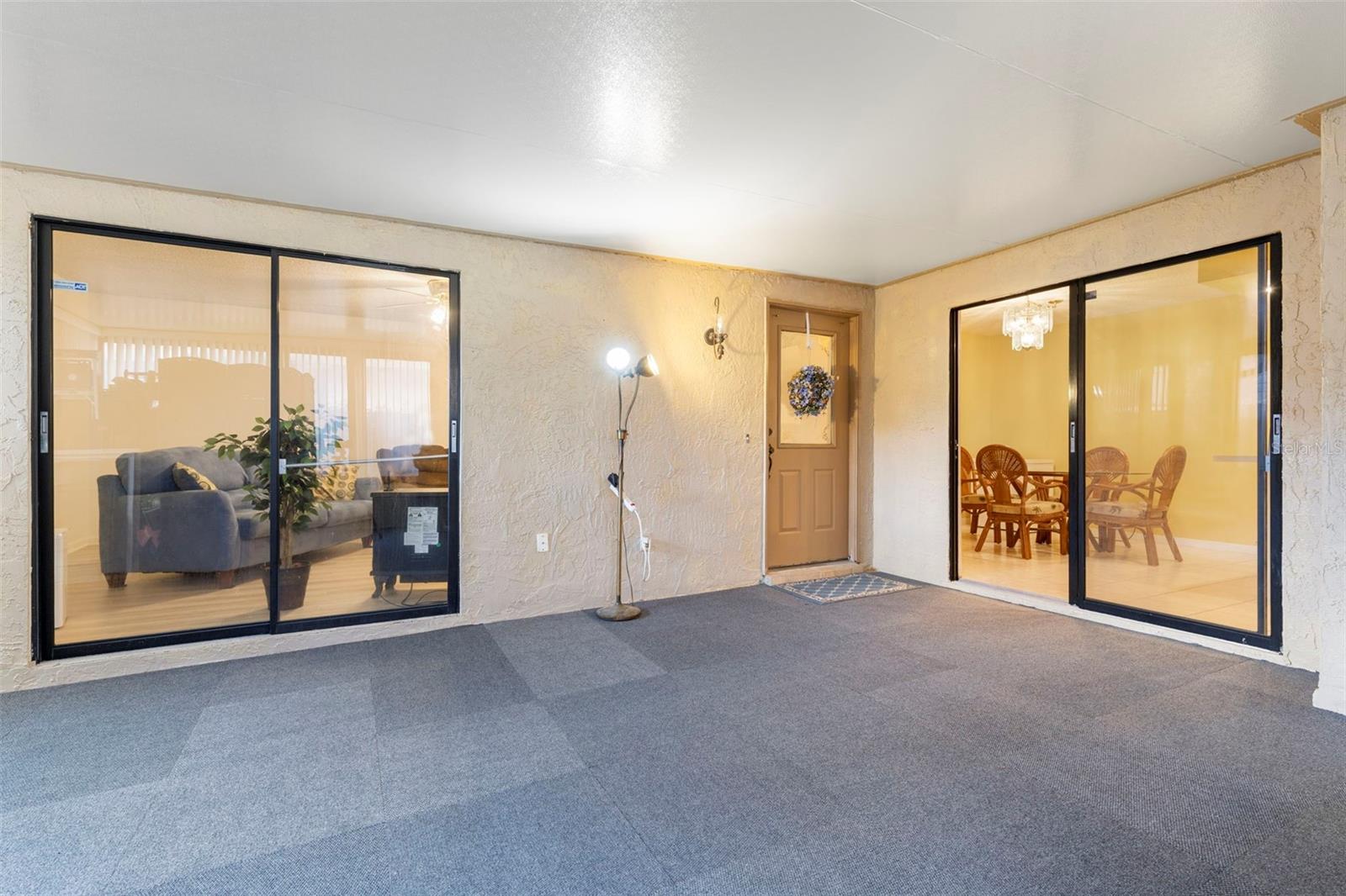 Sliding doors from Kitchen and Living Room