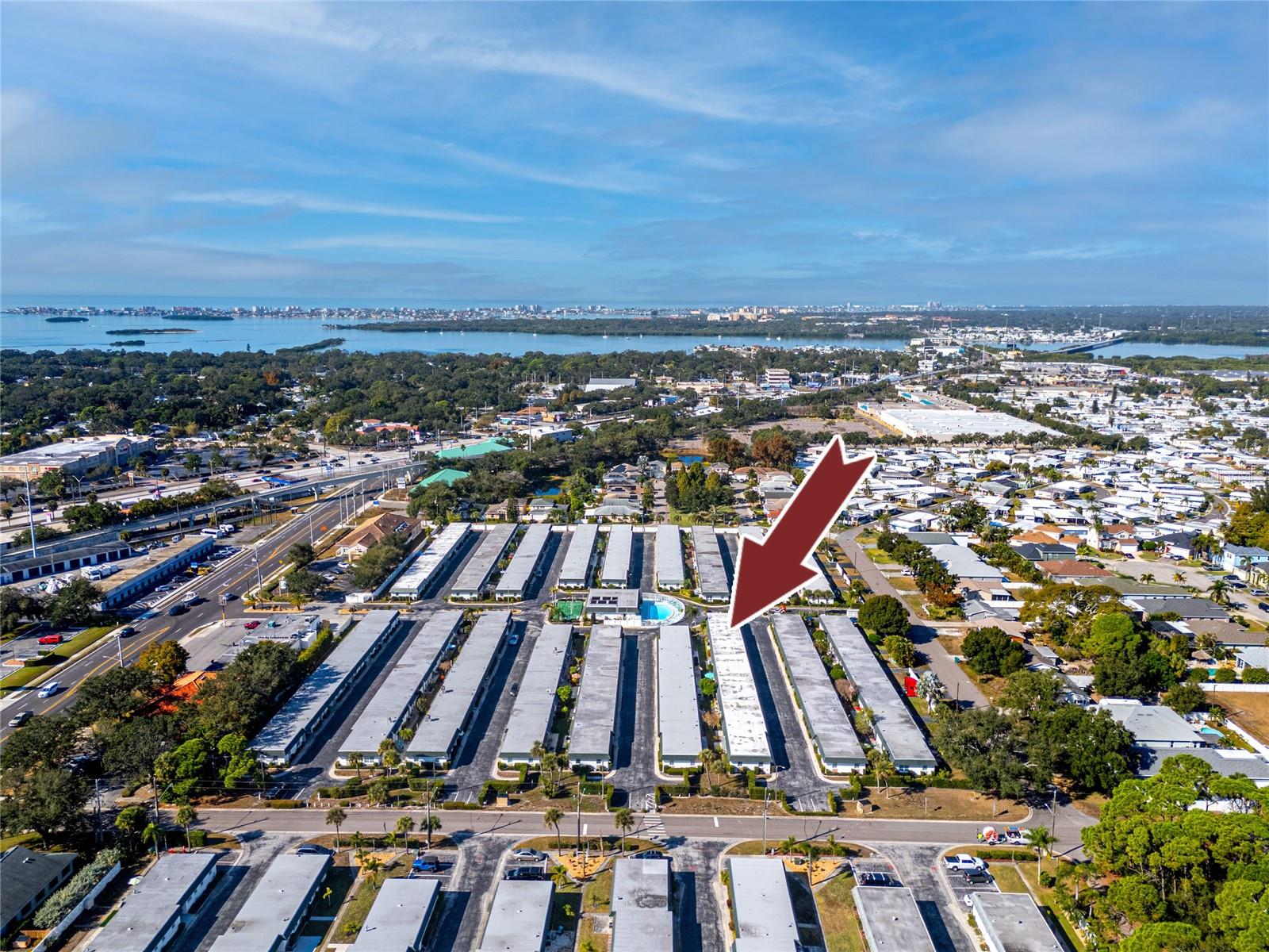 Tyrone Villas. Note proximity to beaches. Arrow shows location of unit.