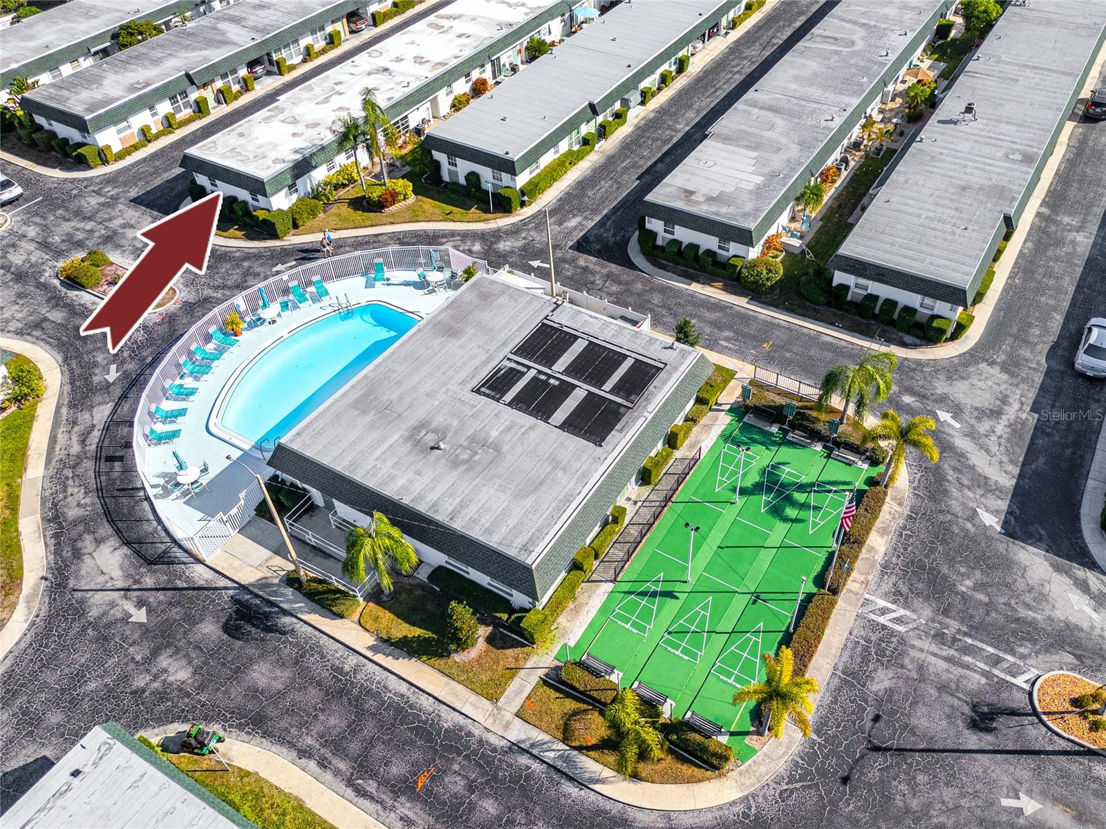 Tyrone Villas. Arrow shows location of unit.