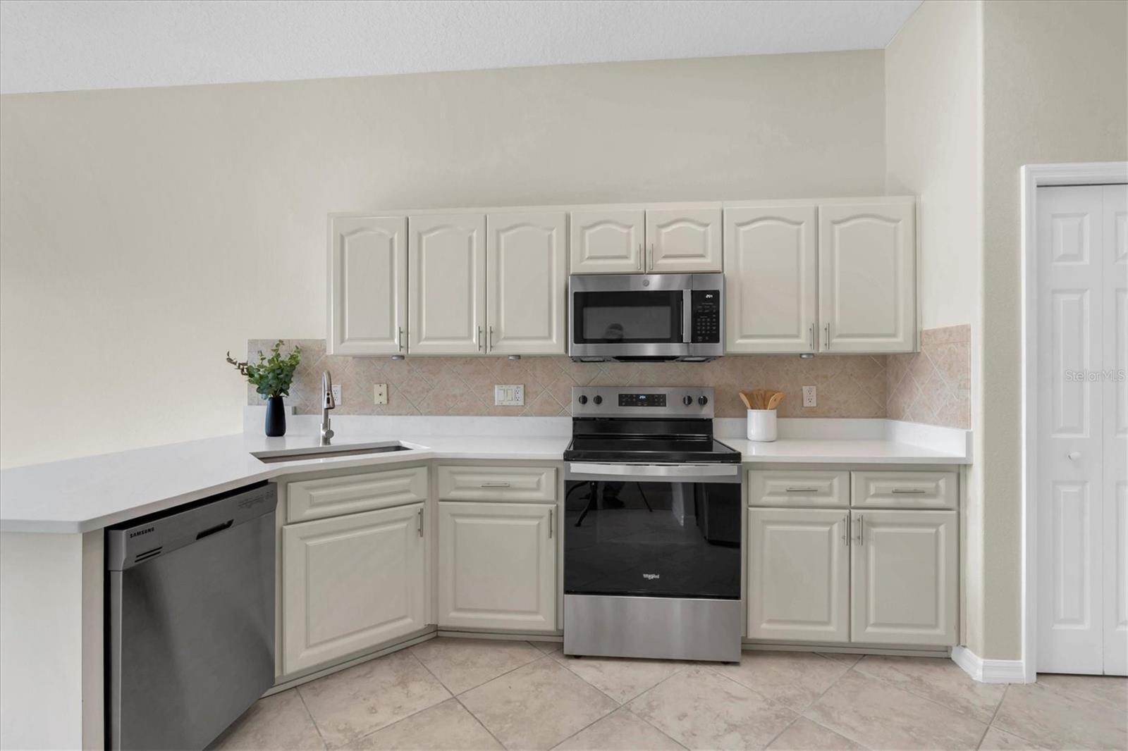 Kitchen new stove and microwave