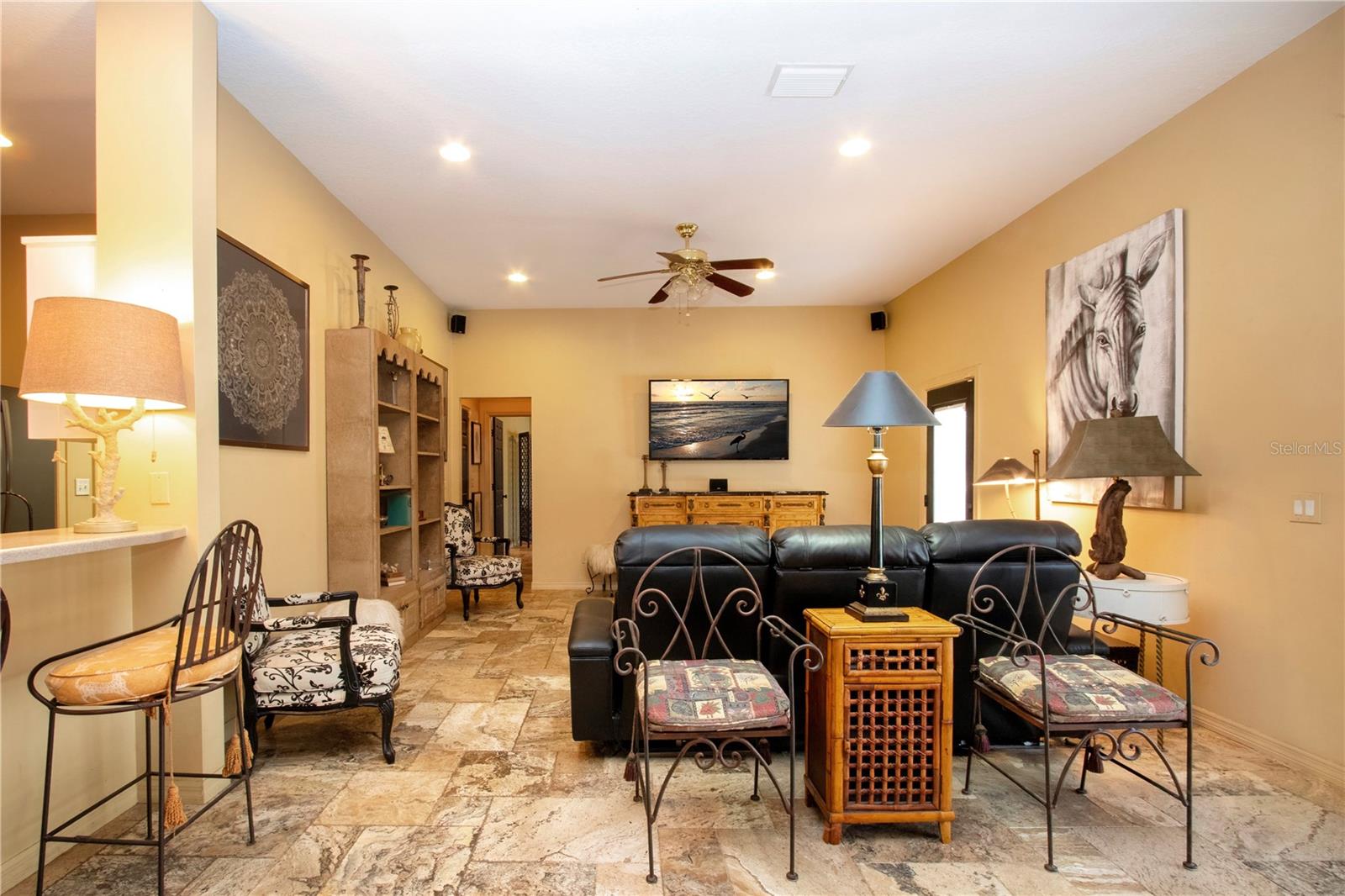 another view of the great room and has high ceilings