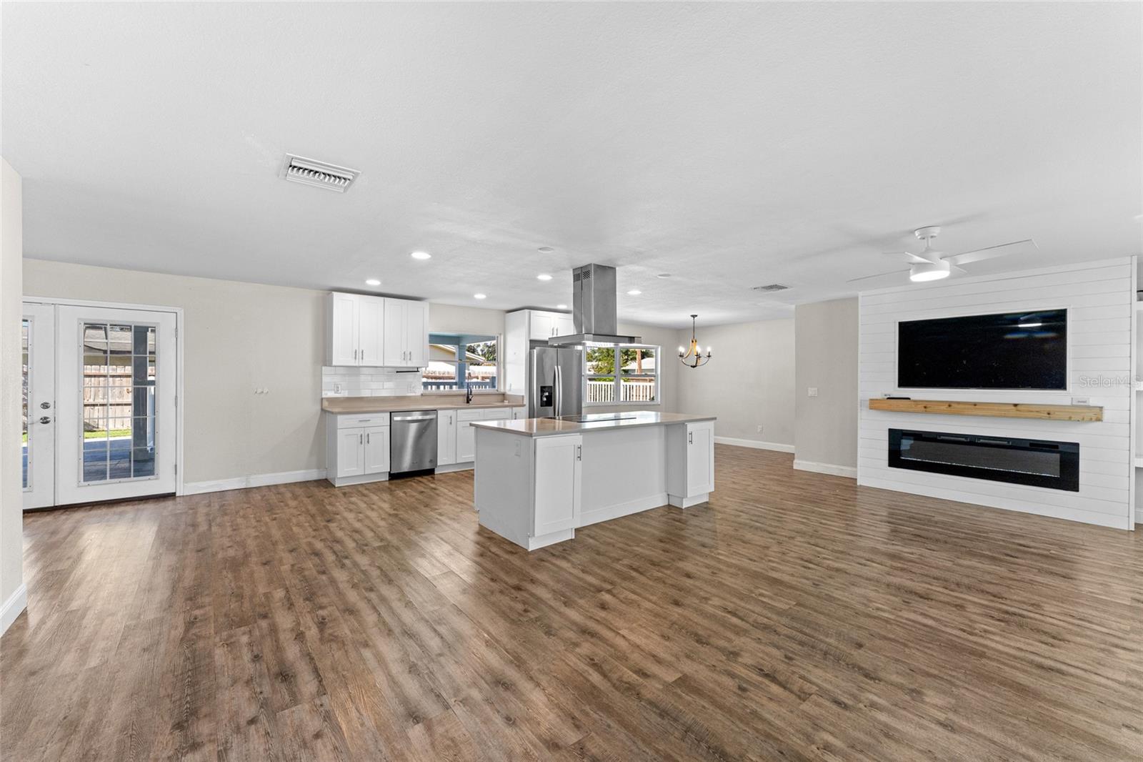 Cozy up near the beautiful built in fireplace