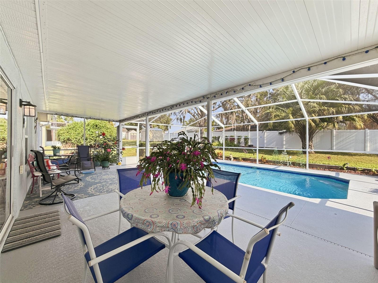 Spacious covered pool lanai