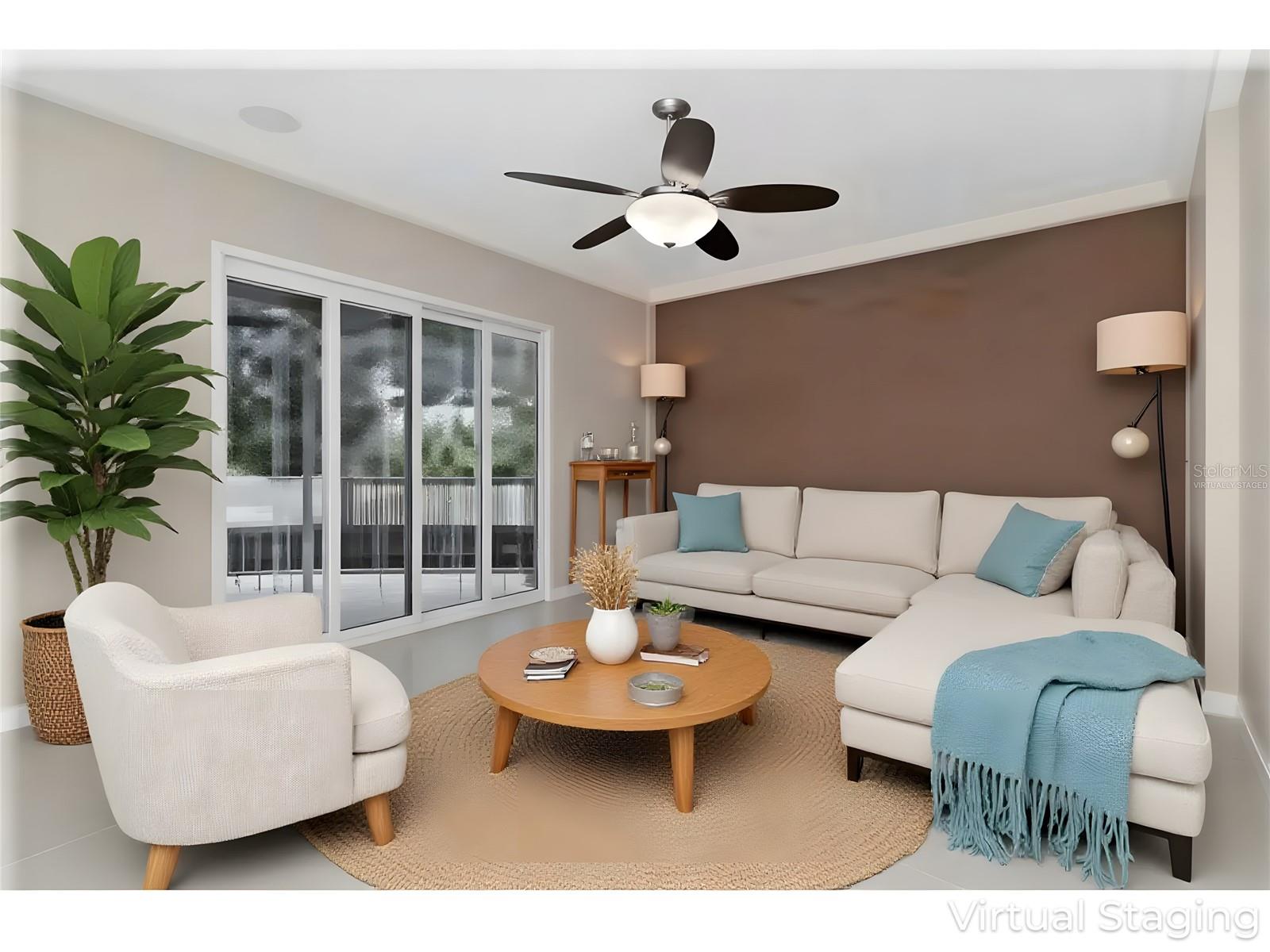 Family Room Virtually Staged Option 2