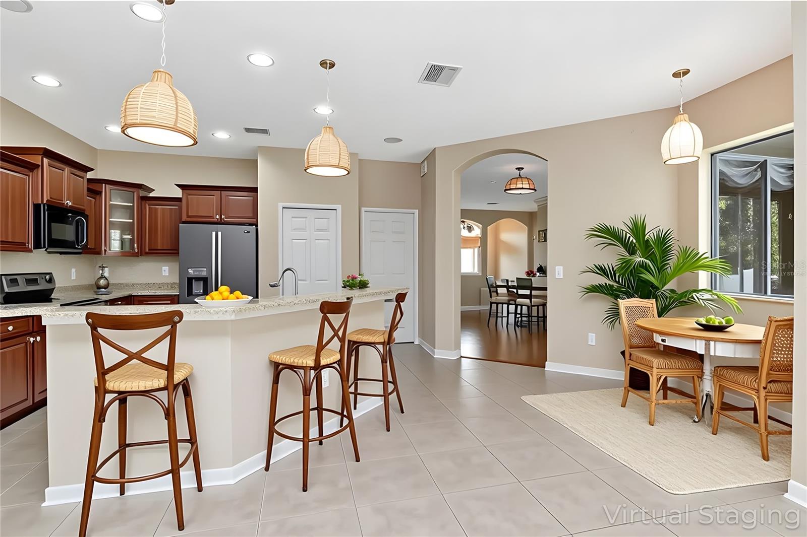 Virtually Staged Pendant Lights Not There.