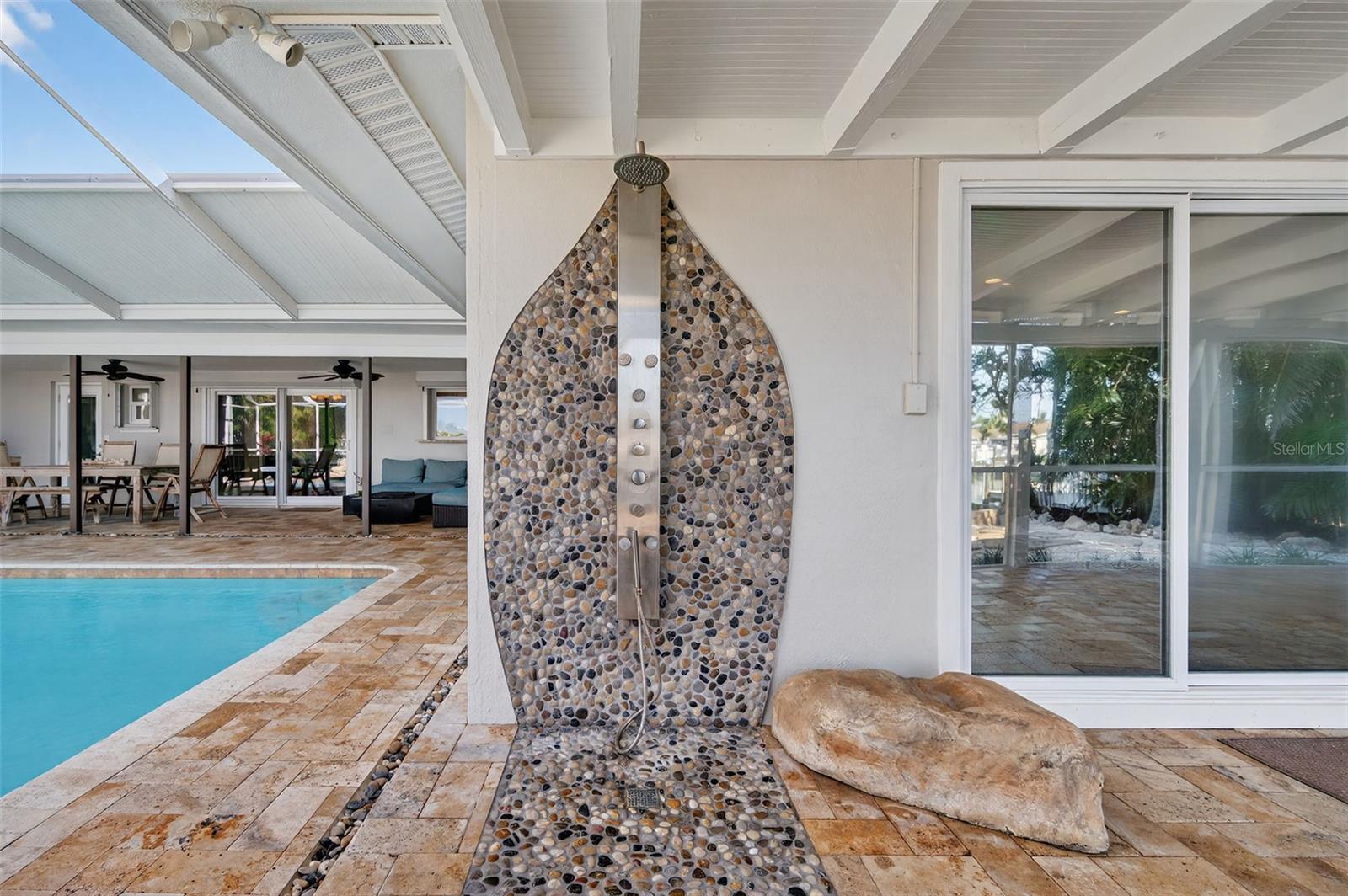 Outdoor Hot/Cold Pool Shower with Body Jets