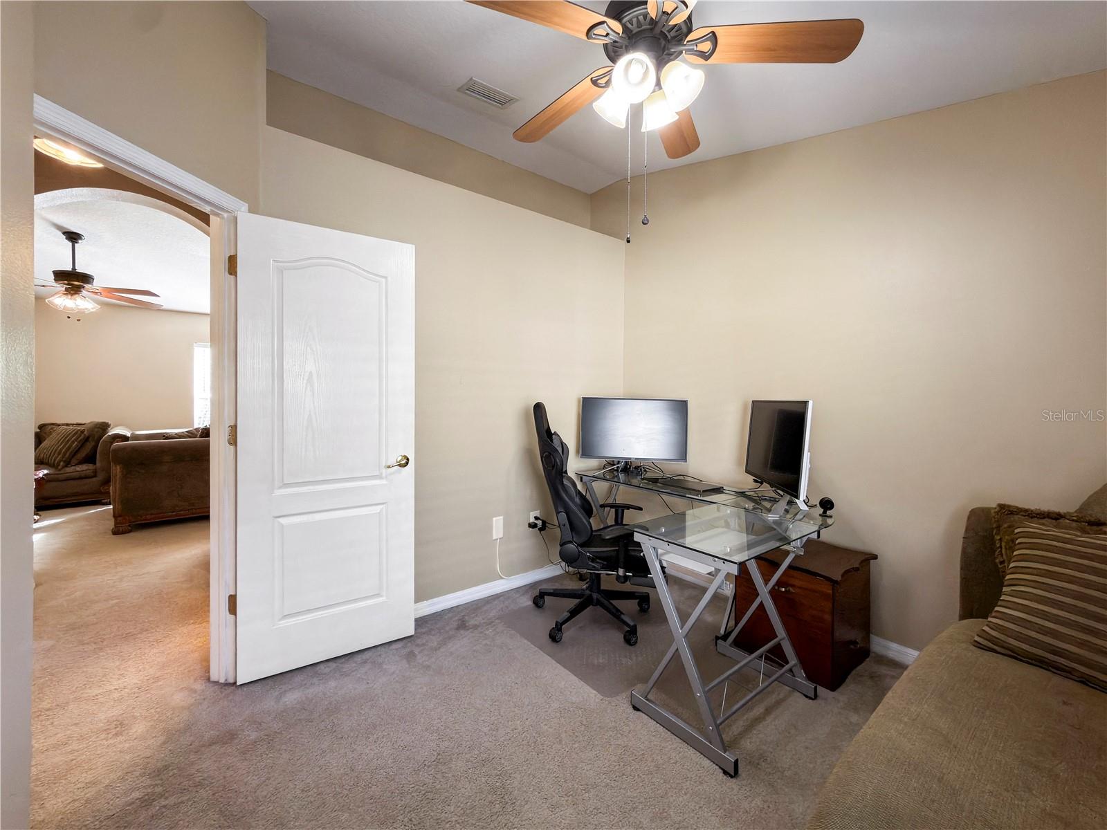 large closet and stunning vaulted ceilings