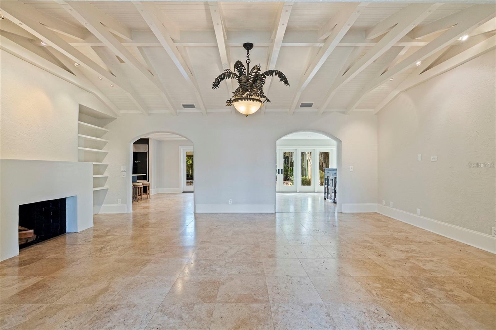 Vaulted ceilings and fireplace in the living room