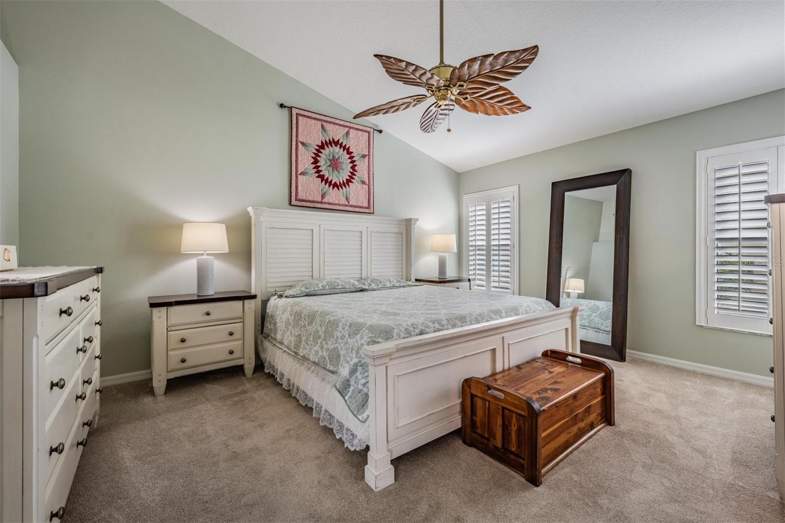 Vaulted ceiling in the master bedroom