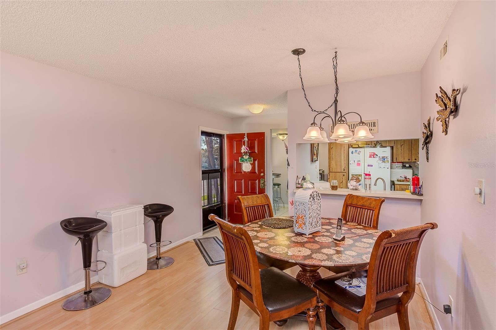 Dining room with pass thru window to kitchen