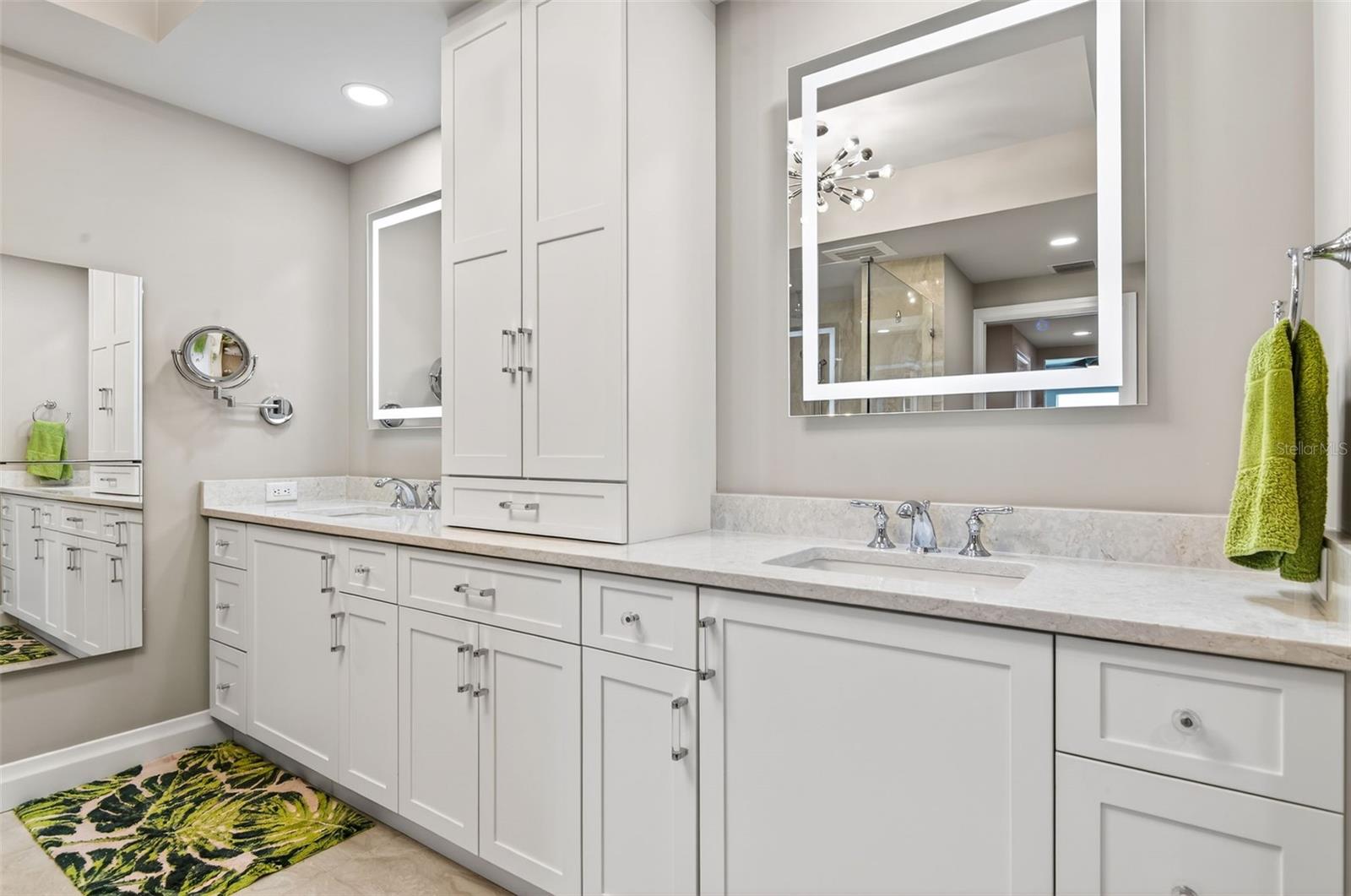 Double lighted mirrors