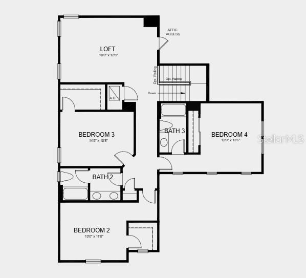 Second Floor Plan - Additional highlights include: a gourmet kitchen, pocket sliding glass door in the great room, a private study, outdoor kitchen rough-in on the lanai, and a soaking tub with a separate shower in the primary bathroom