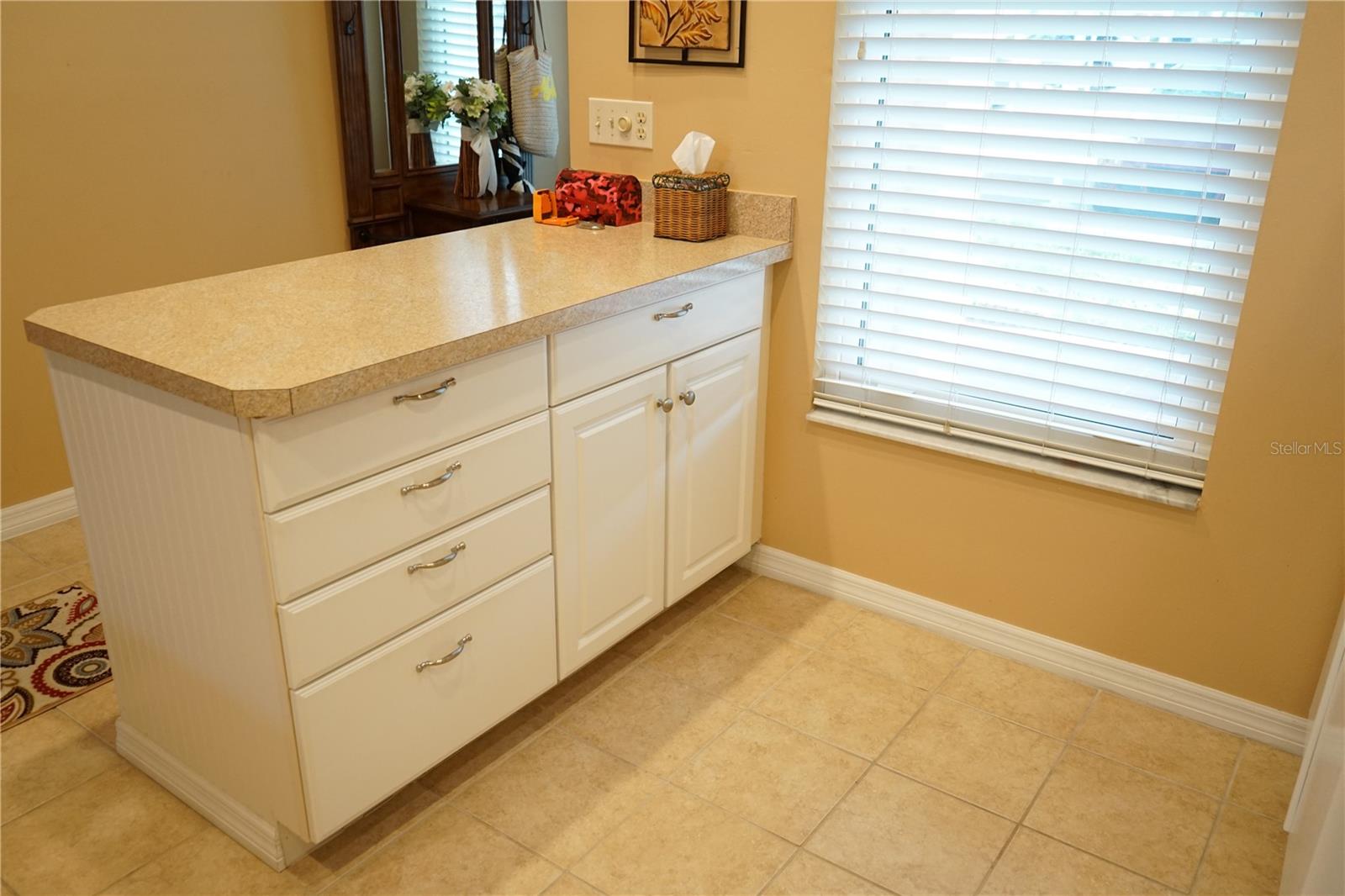 extra cabinet and counter space