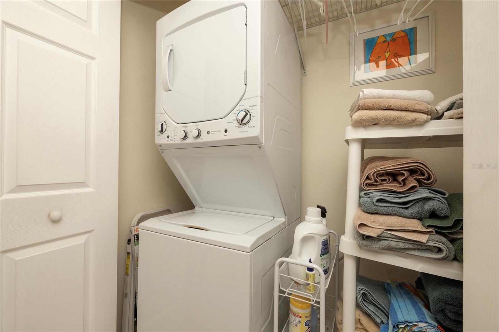 Indoor Utility closet with washer and dryer