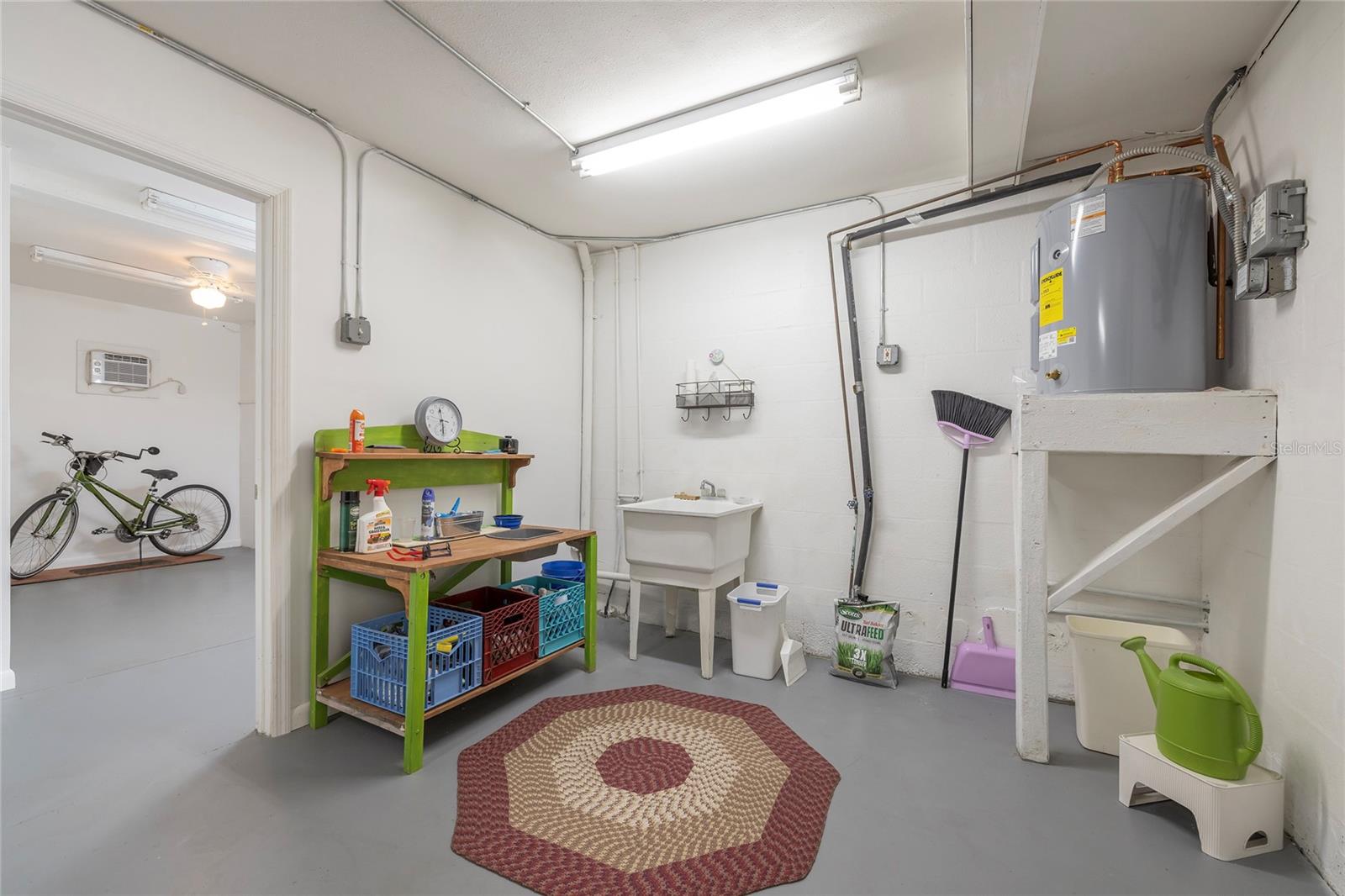 Ground floor garage with extensive storage space