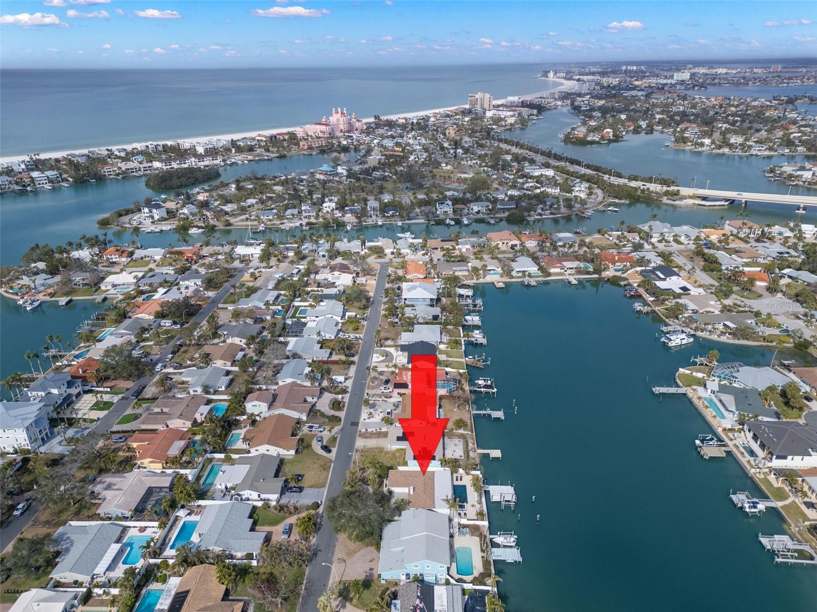Expansive aerial view with easy access to the intracoastal and Gulf.