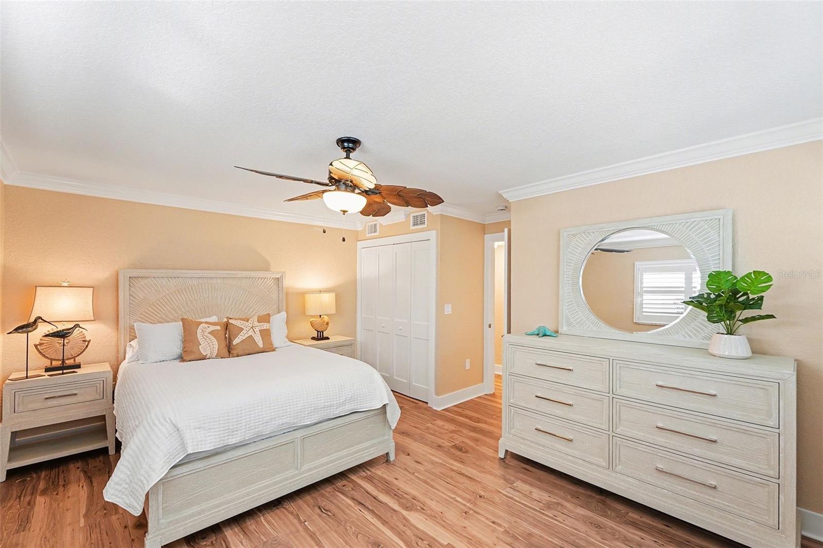 Bedroom #2 is a spacious guest room with East facing windows. Enjoy sunrises starting your days when they peek over partial views of the Intracoastal.