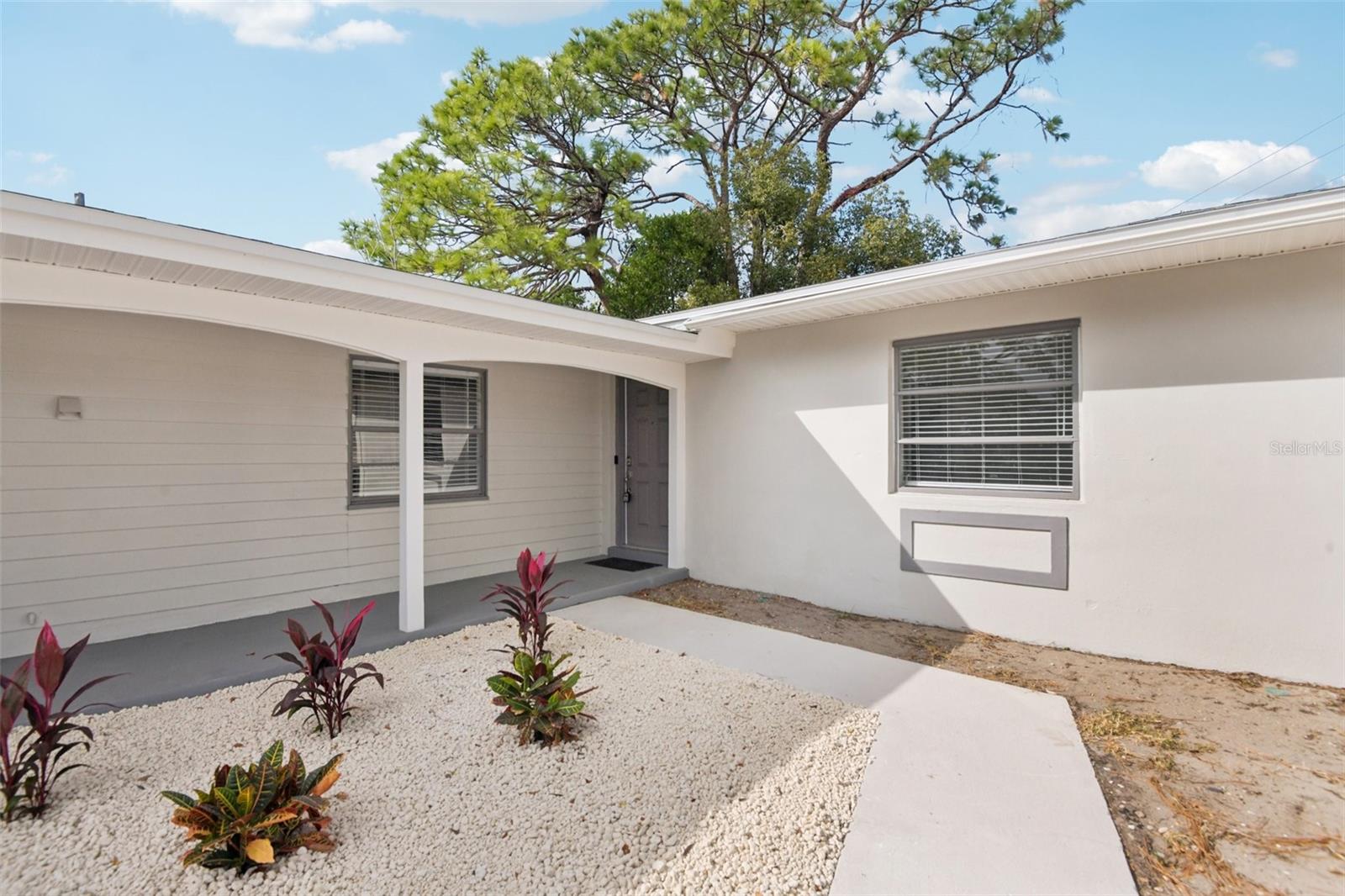 Front Door and Rock Garden