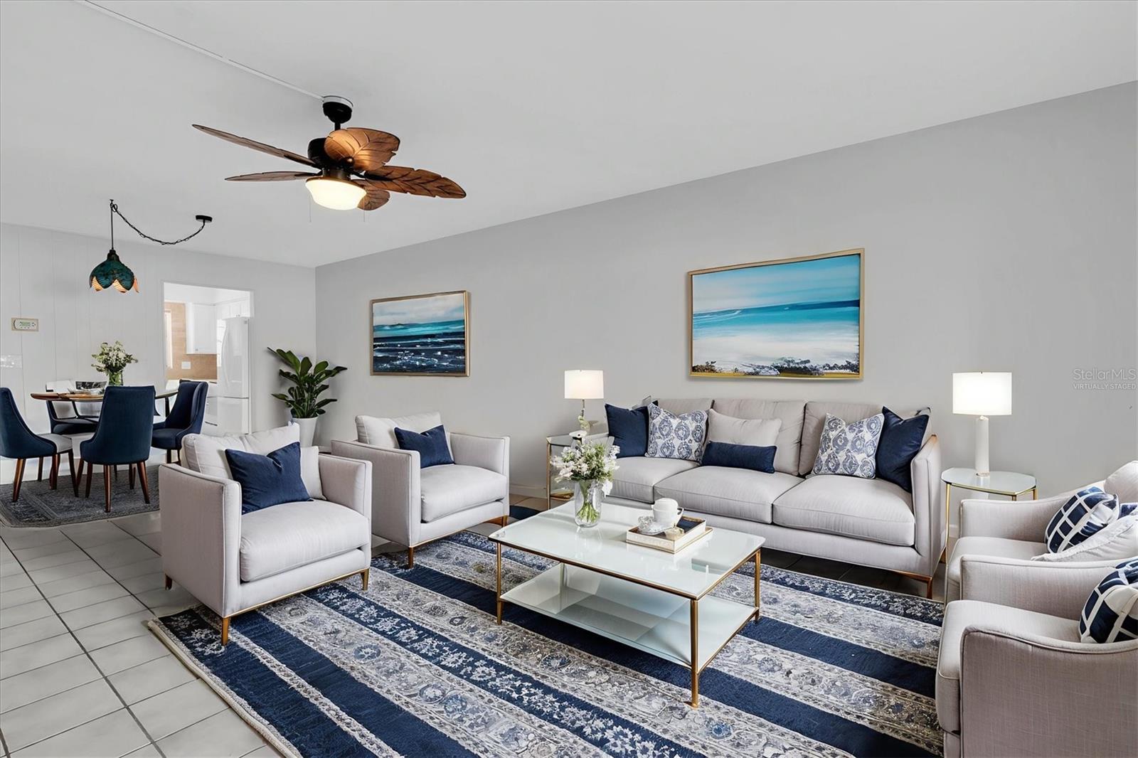 Virtually staged  -  Living & Dining area