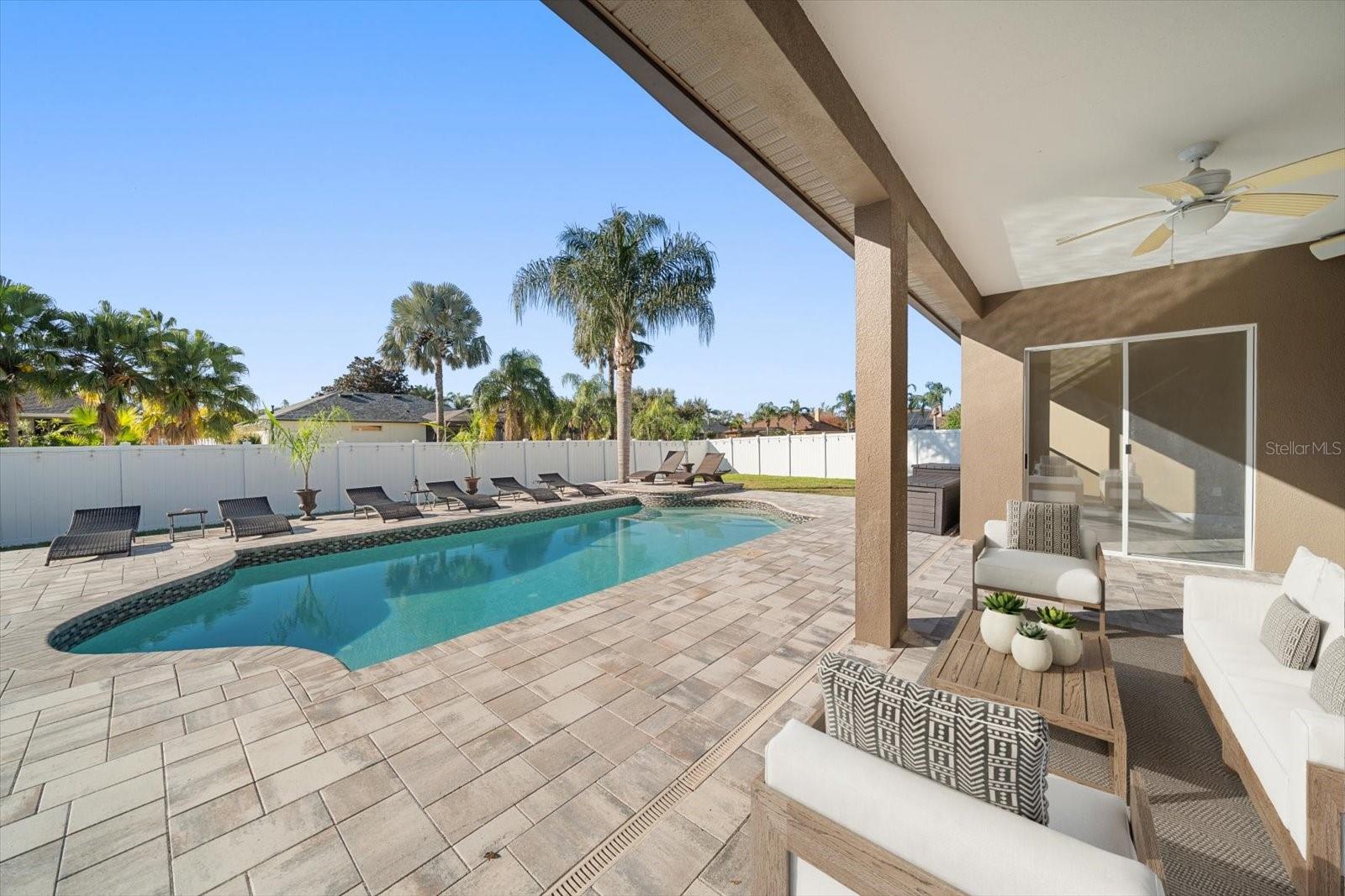 Large covered and Paved Patio