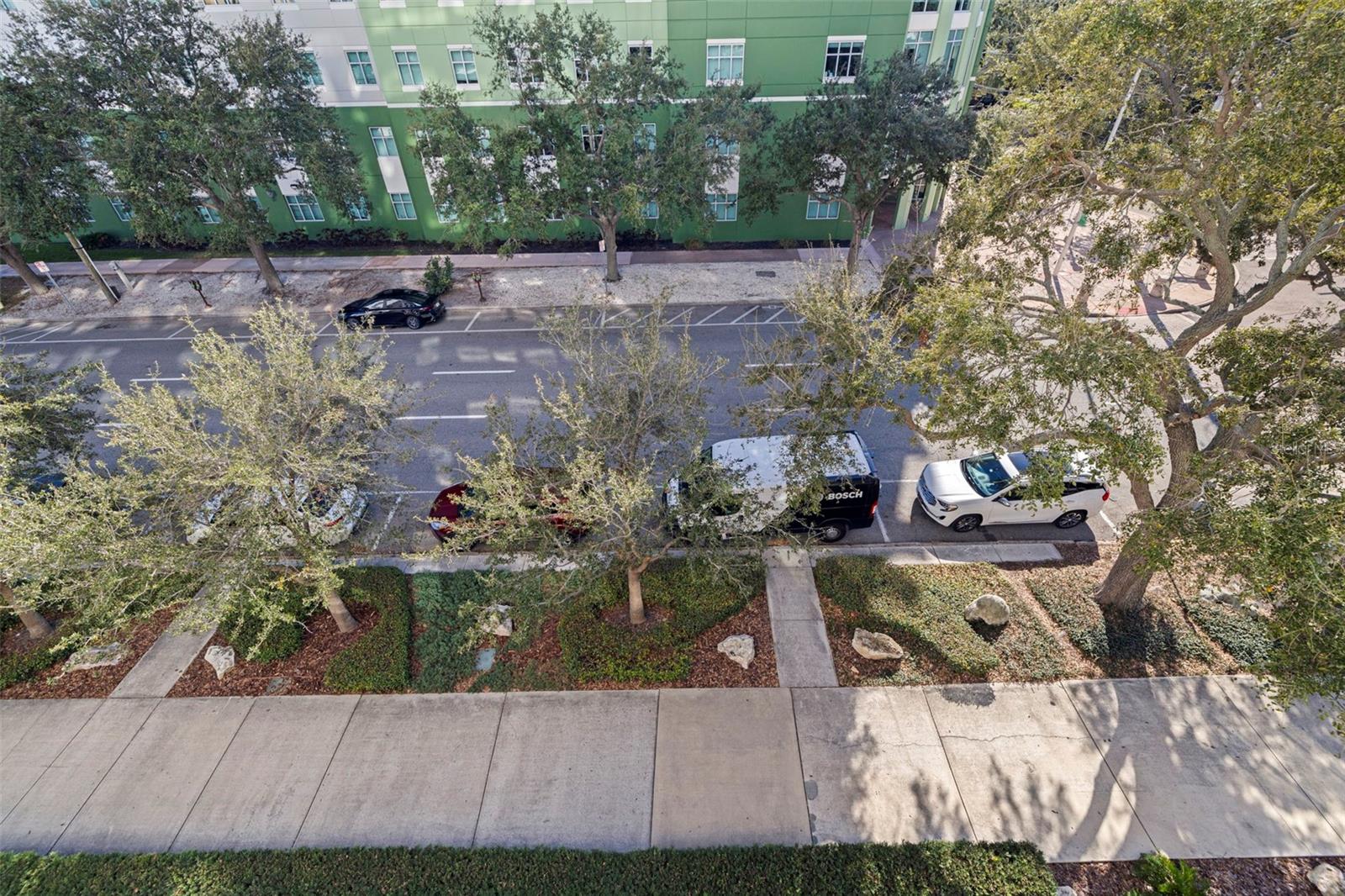 View down from patio