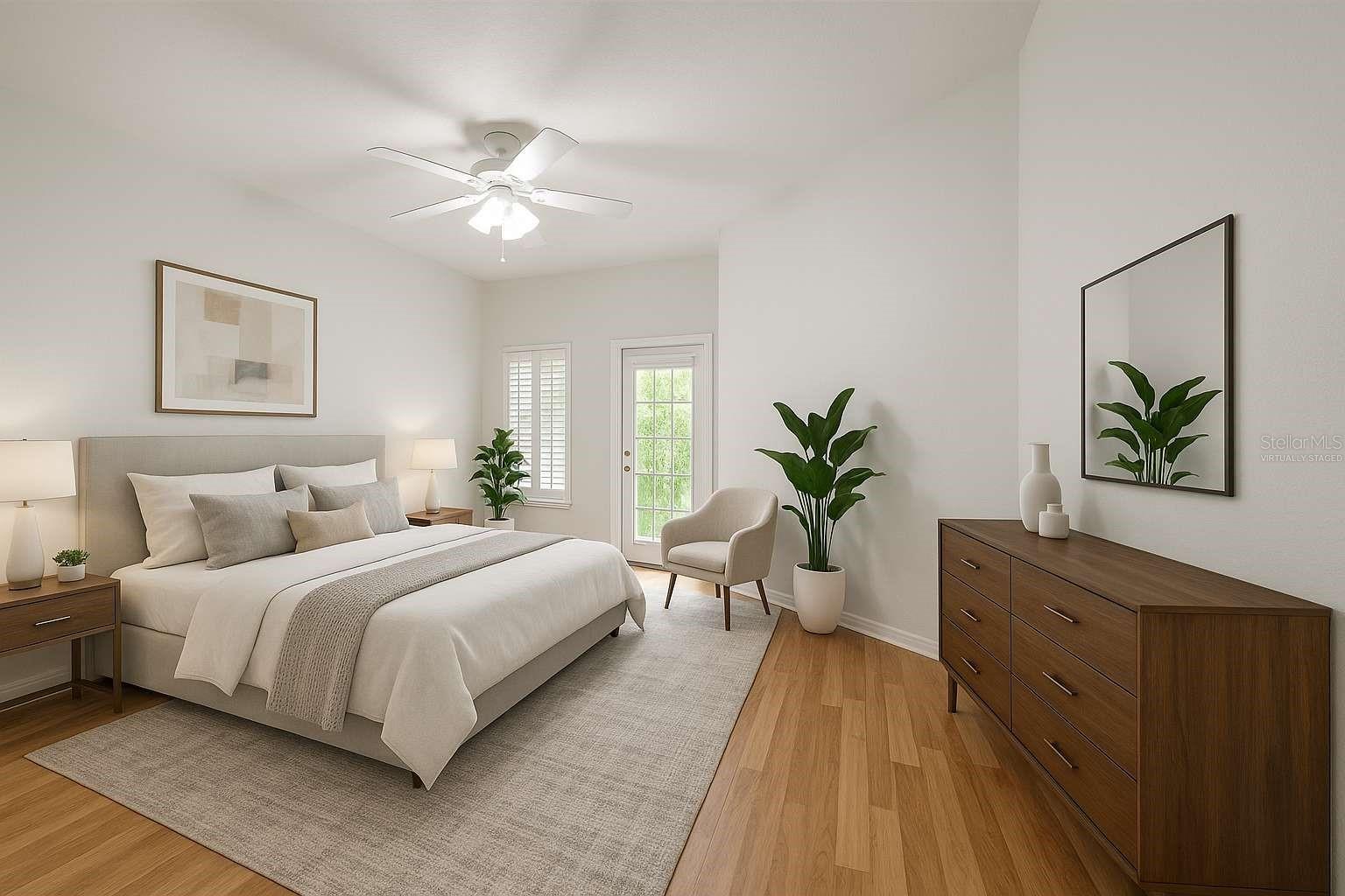 virtually staged master bedroom