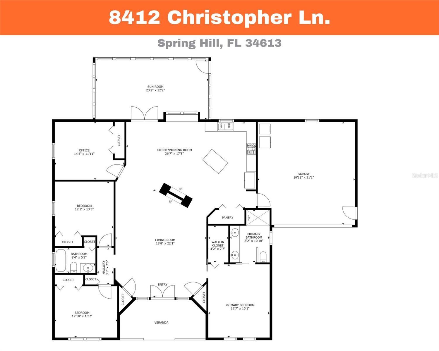Floor Plan-8412 Christopher Ln for illustration purposes only