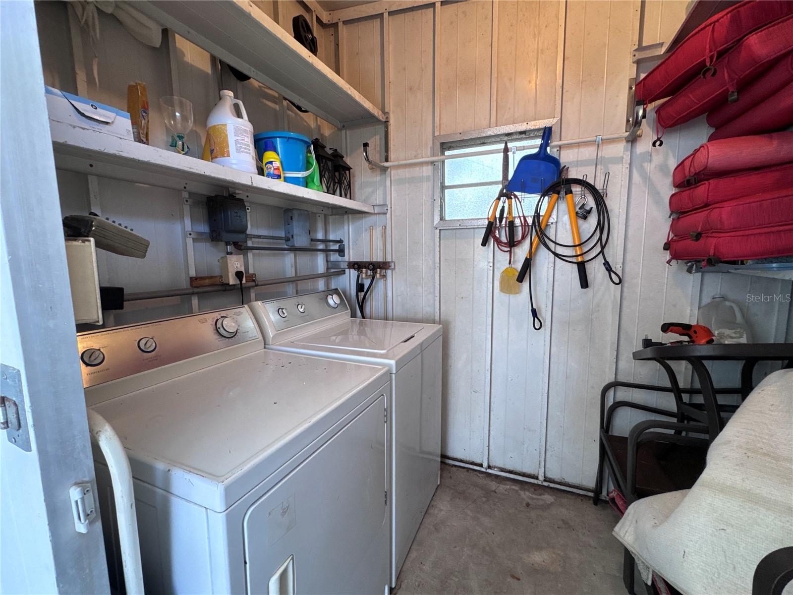 Laundry in the shed off the carport