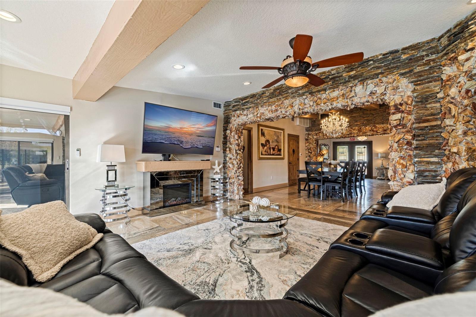 Living Room with electric fireplace