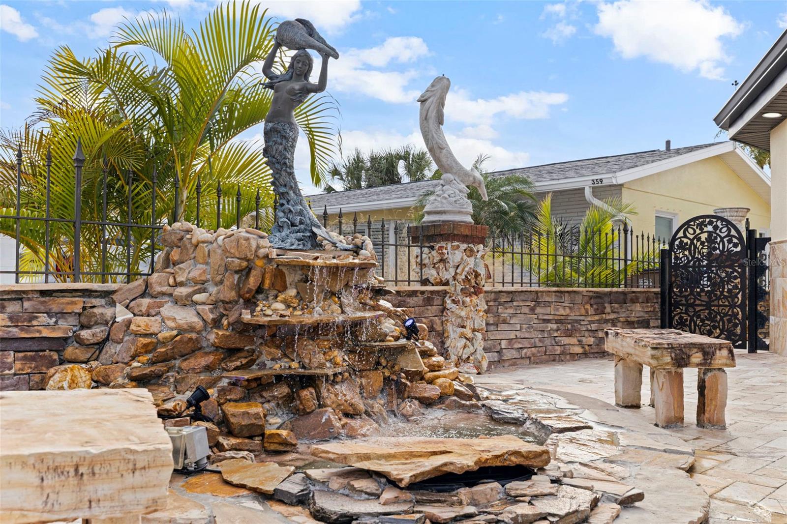 Fountain in front of yard