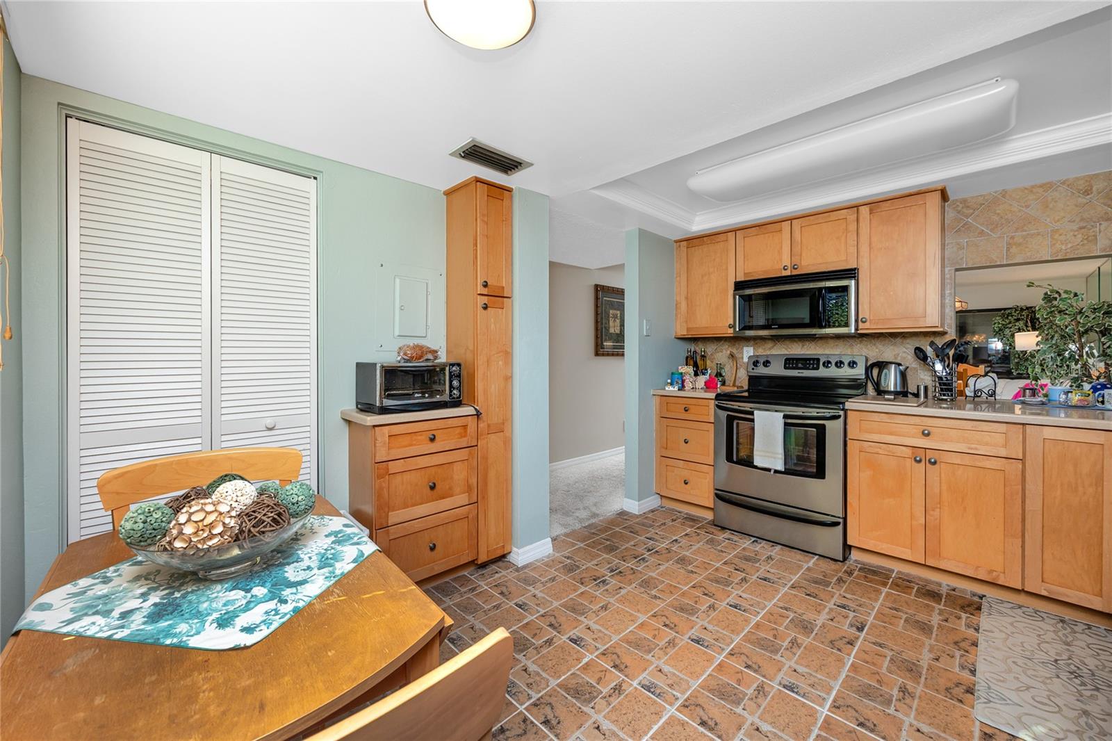 Closets to left is the washer and dryer