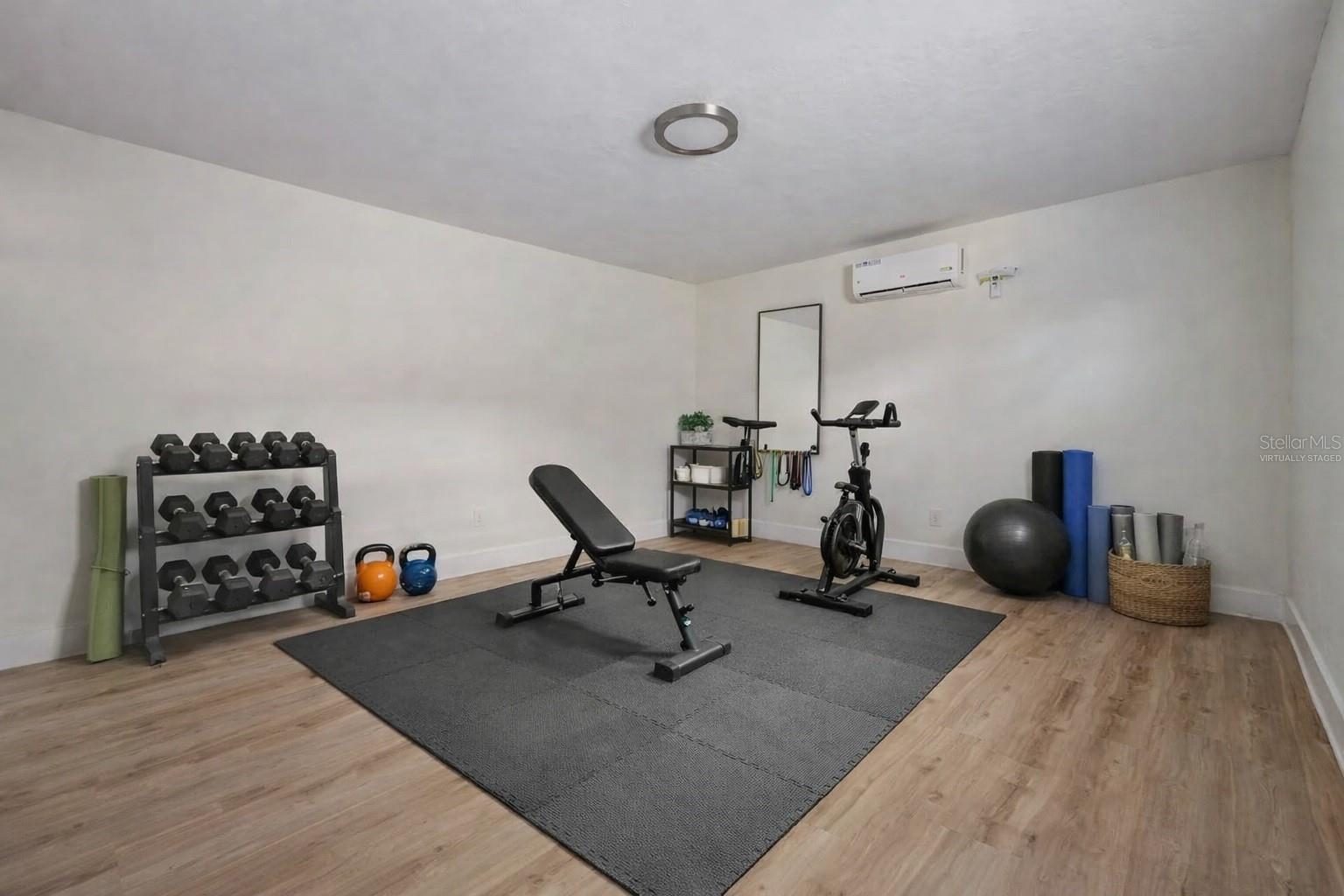Virtually staged as a gym