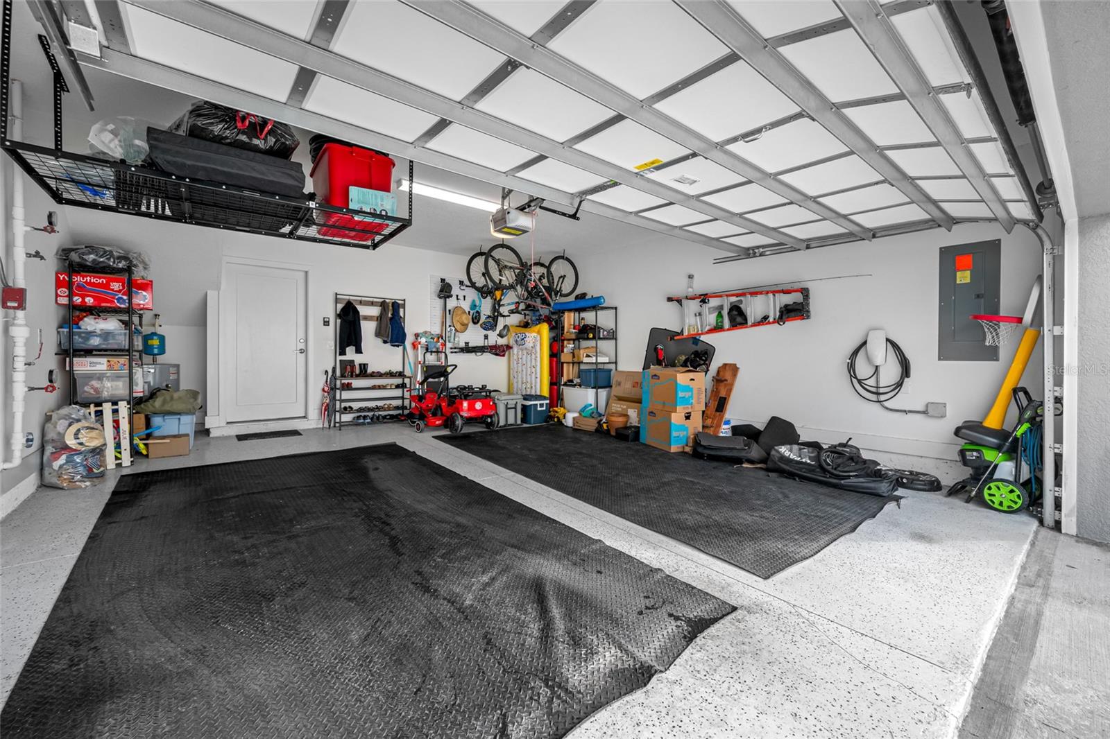 Private 2 car garage with extra storage space