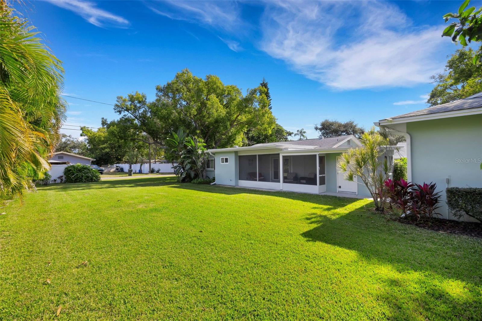 back yard - building on right is garage