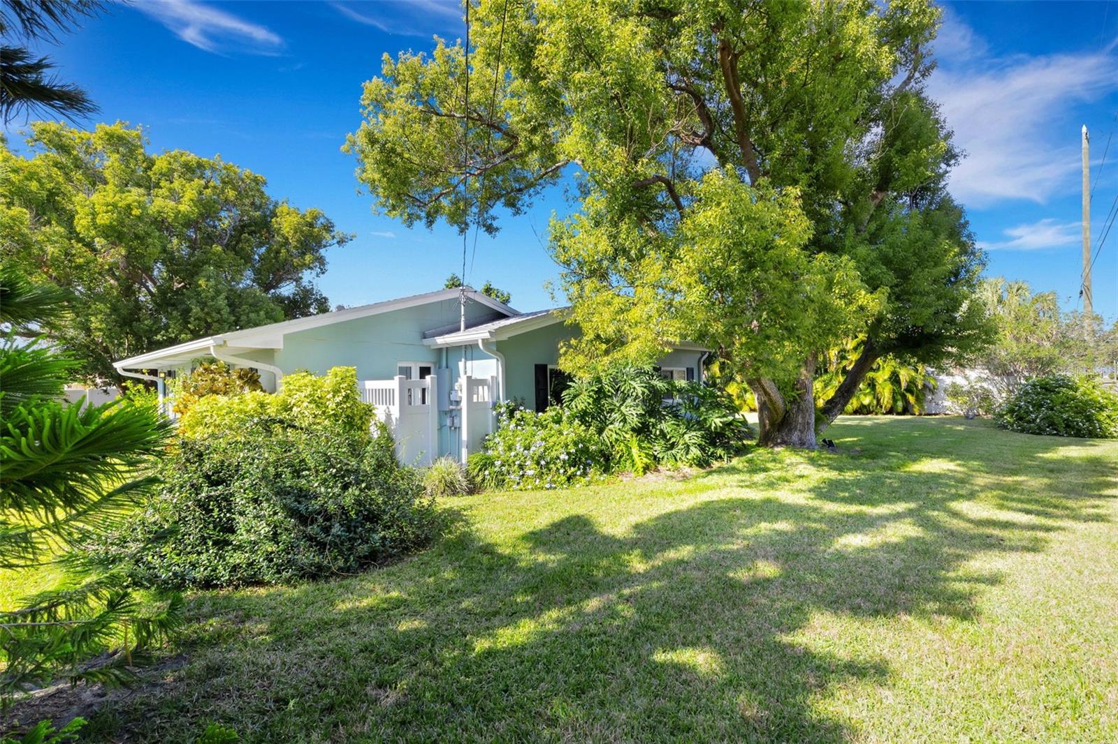 another view of side yard from street