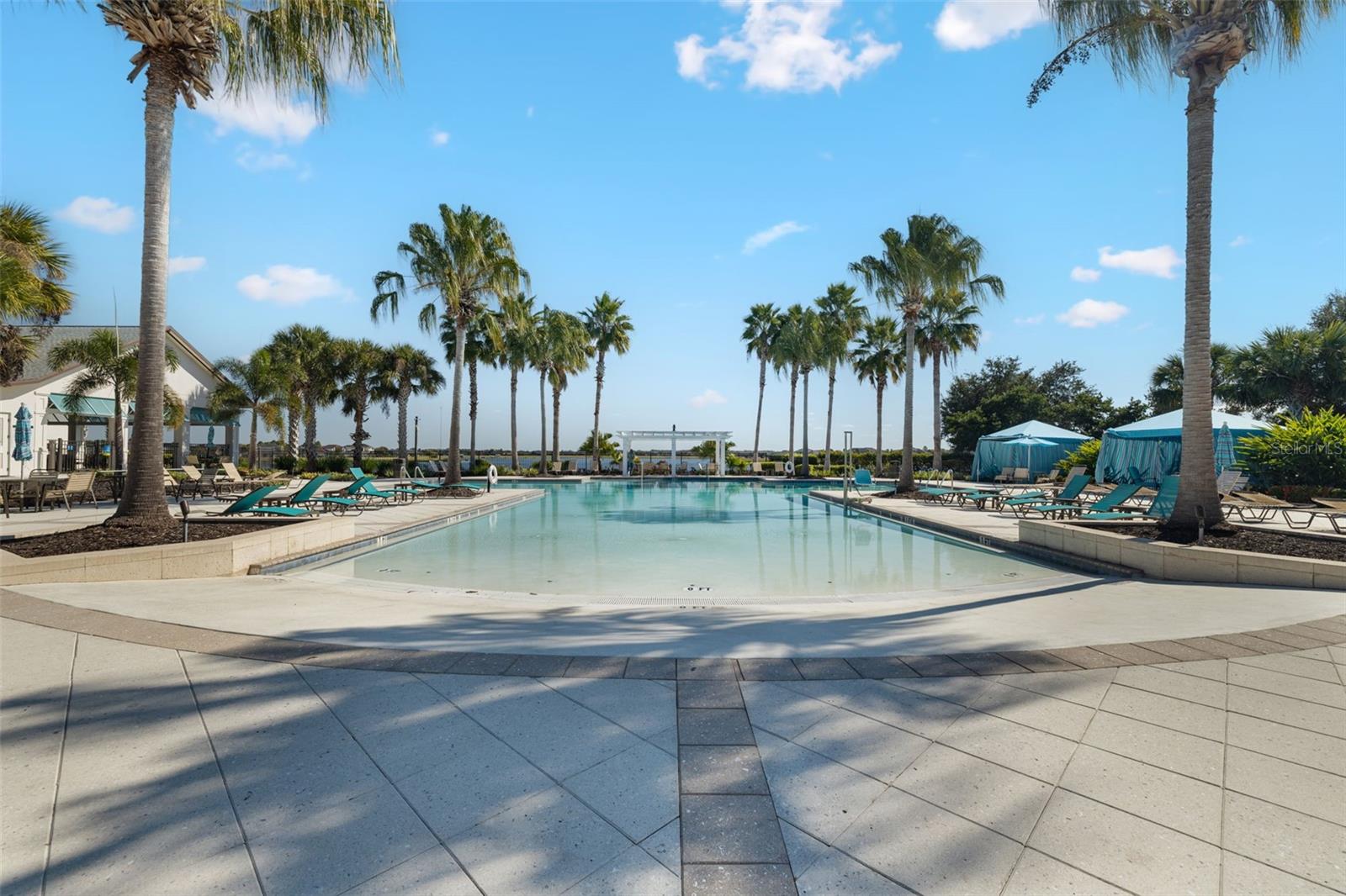 zero entry pool with lake view