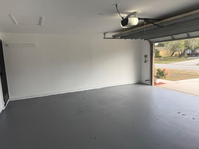 Freshly painted garage walls and floor