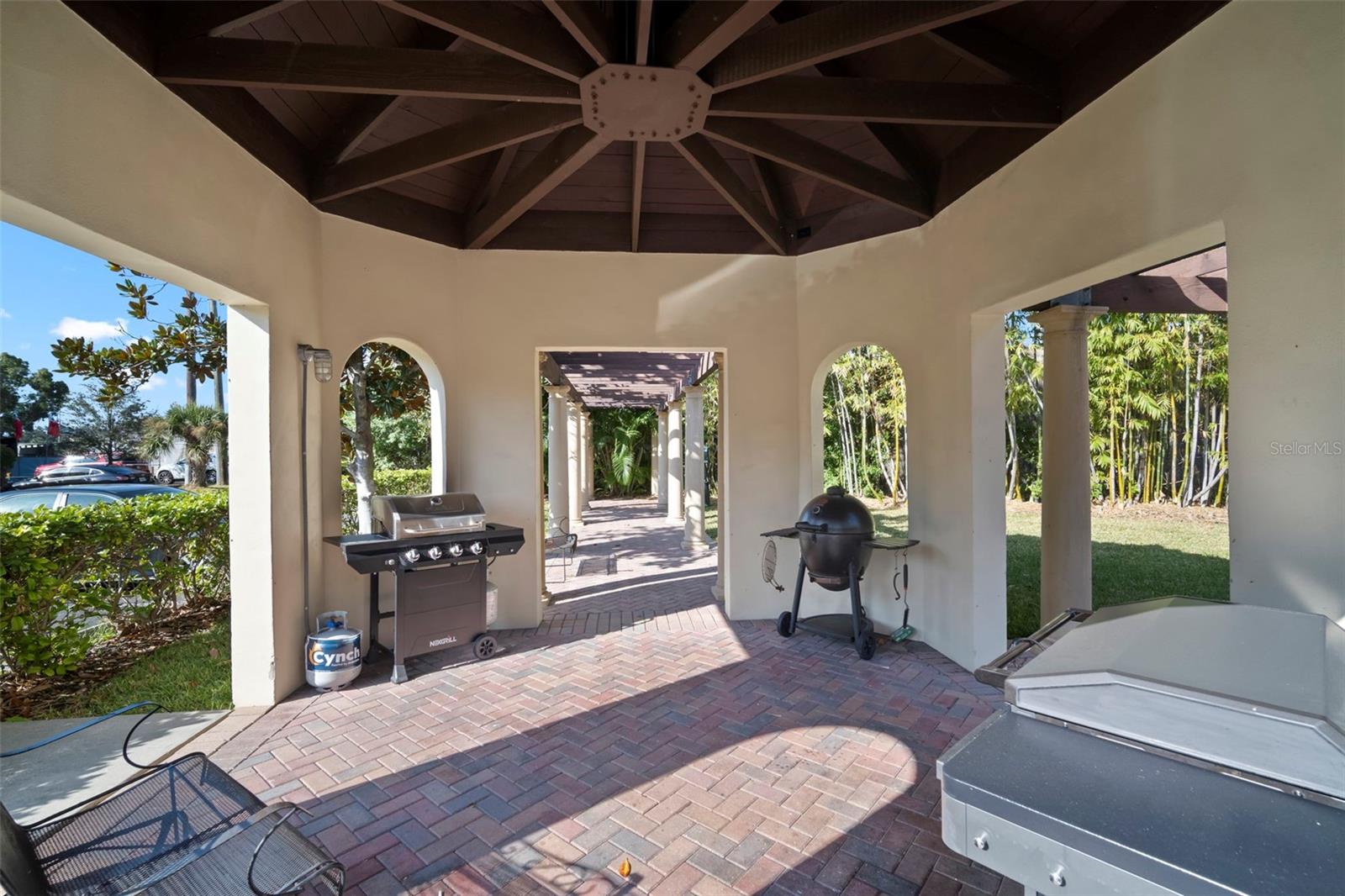 Grill area and dog walk area