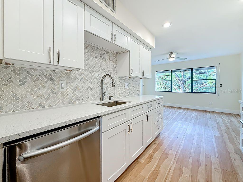 Back of kitchen is family room
