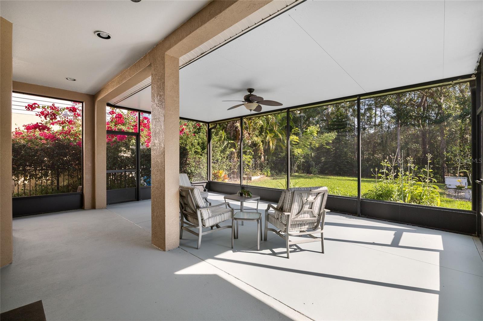 Large screened-in back patio