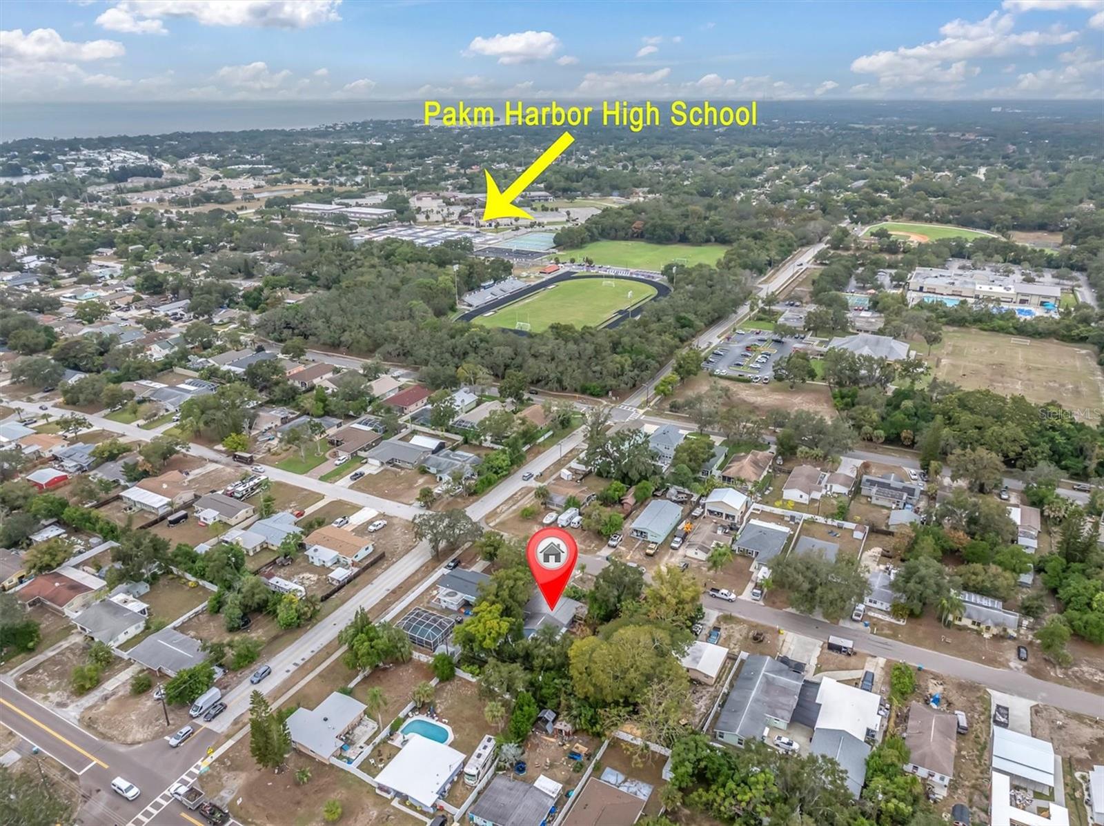 .18 miles walking distance to the Palm Harbor Hight School. 1900 Omaha St, Palm Harbor, FL 34683