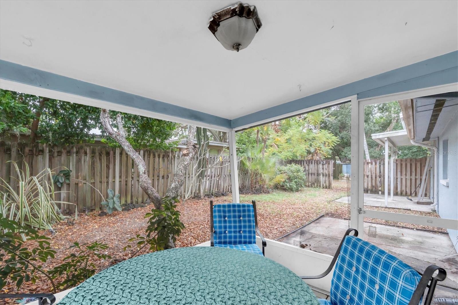 View of the left side of the home from the porch area.