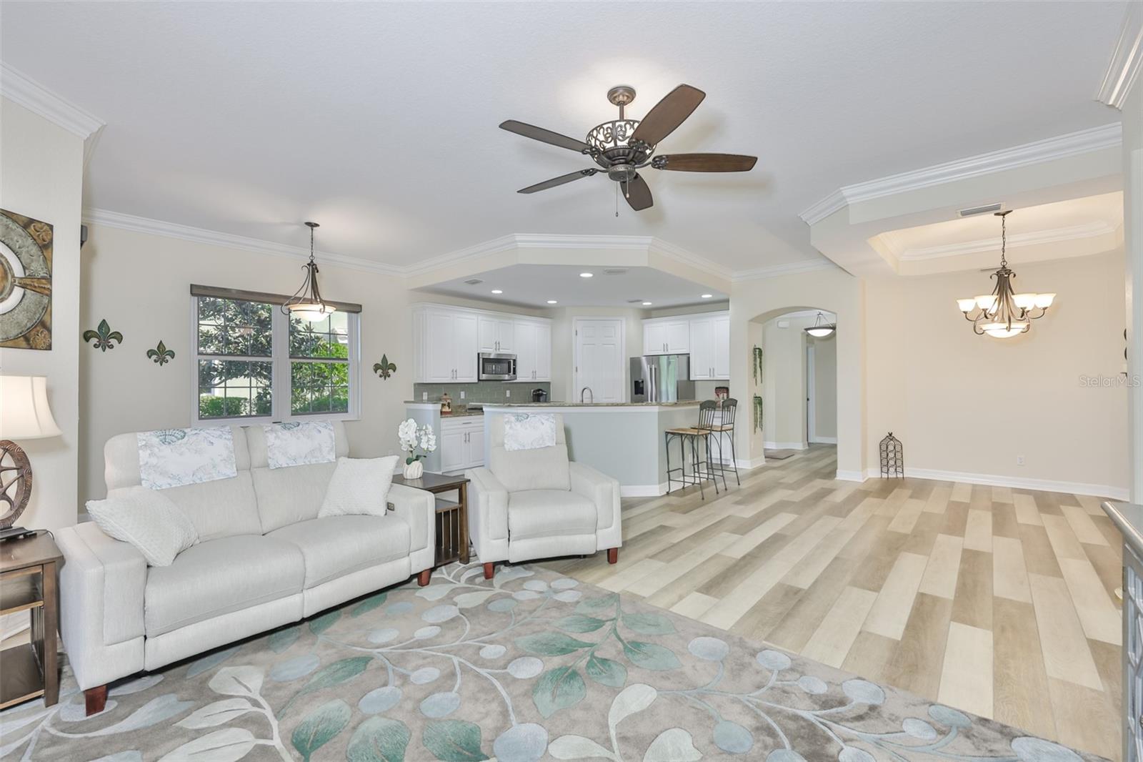 The open floor space allows for enjoyment of the view and interaction regardless of the room you are in.