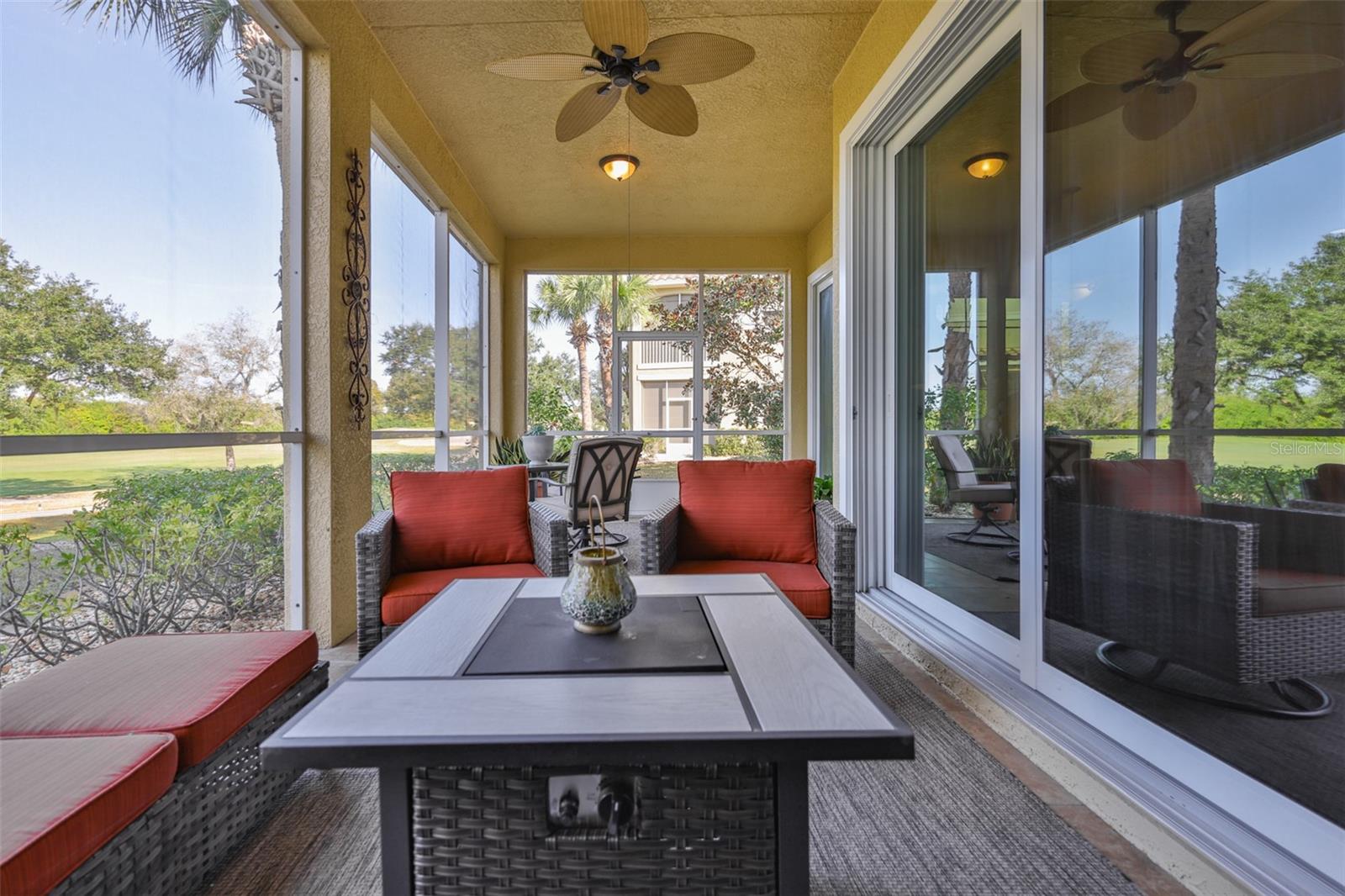 This lanai set even has a fire pit, which will convey with the sale.  Watch deer, foxes, birds and various other wildlife from the lanai.