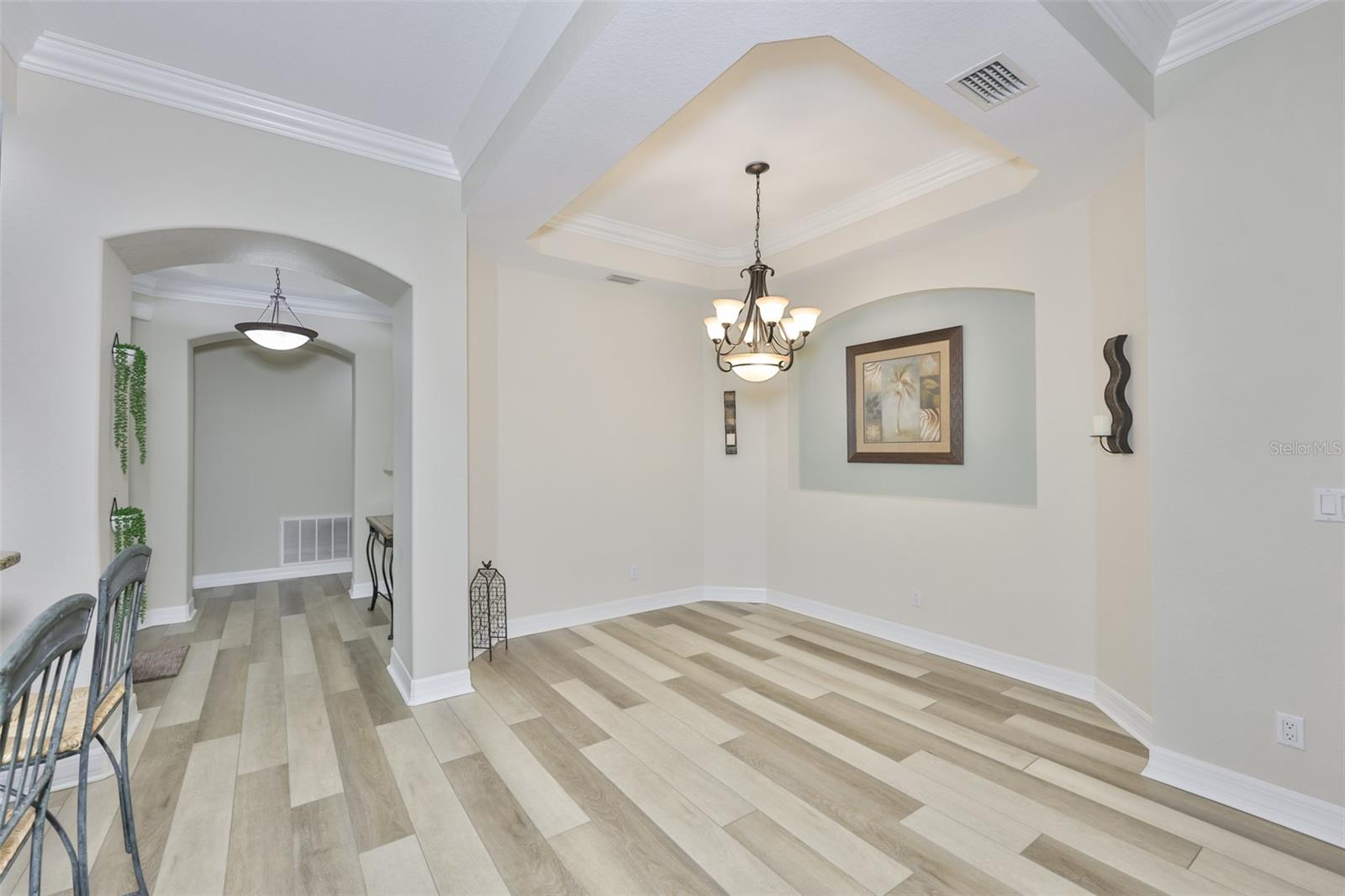 The dining room is spacious.  Since there is a dining and dinette area in the condo, some owners use this space for a reading, art music or sitting area.