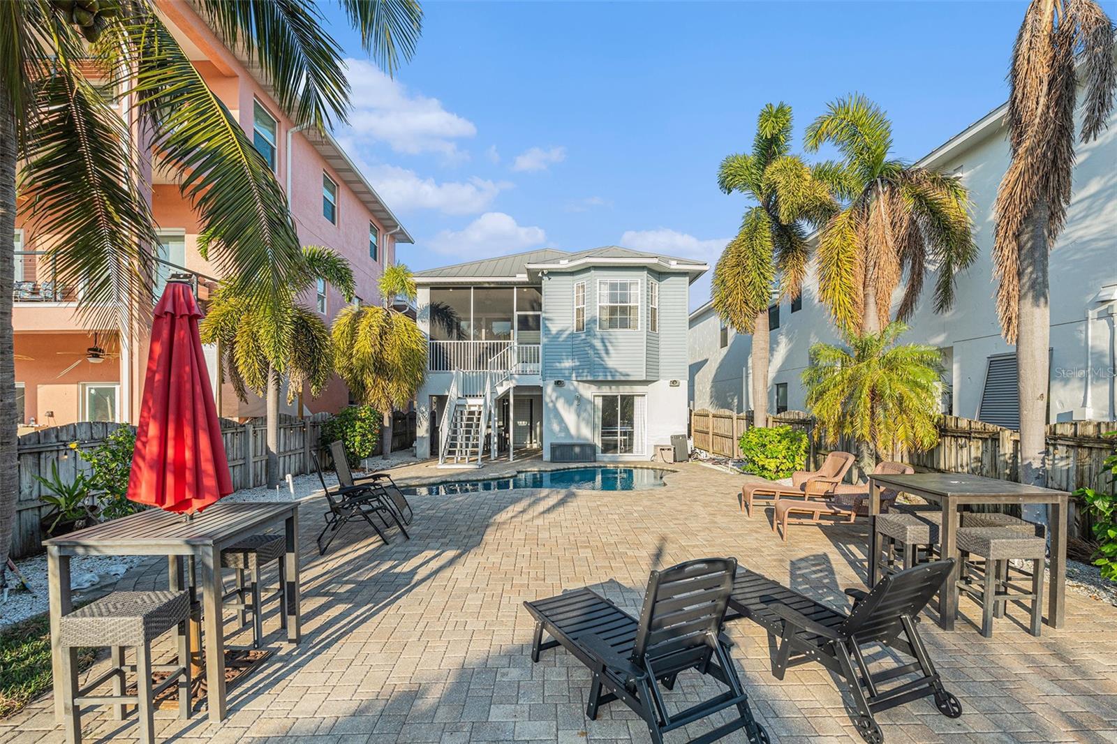 View from dock to house and pool